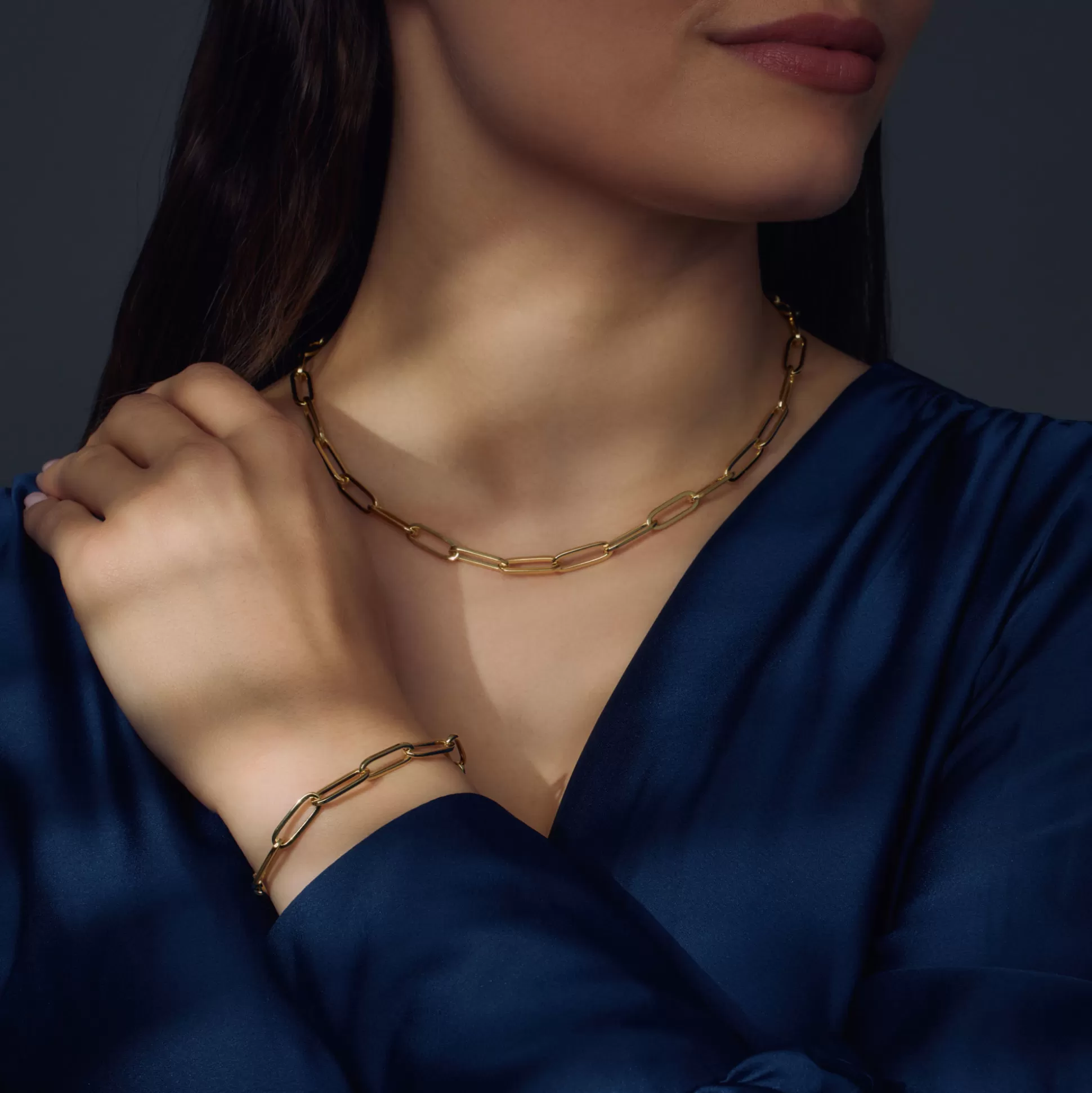 Store Bibbiena Poppi Guidi Collana A Maglie In Argento Sterling 925 Placcata Oro Con Placcatura In Oro 14 Carati Collane