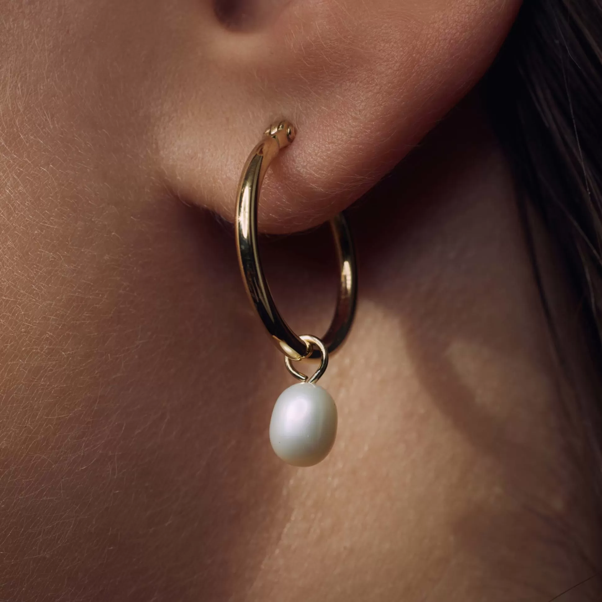 Cheap Brioso Cortona Ambra Creoli In Argento Sterling 925 Placcati Oro Con Perla D'Acqua Dolce Orecchini