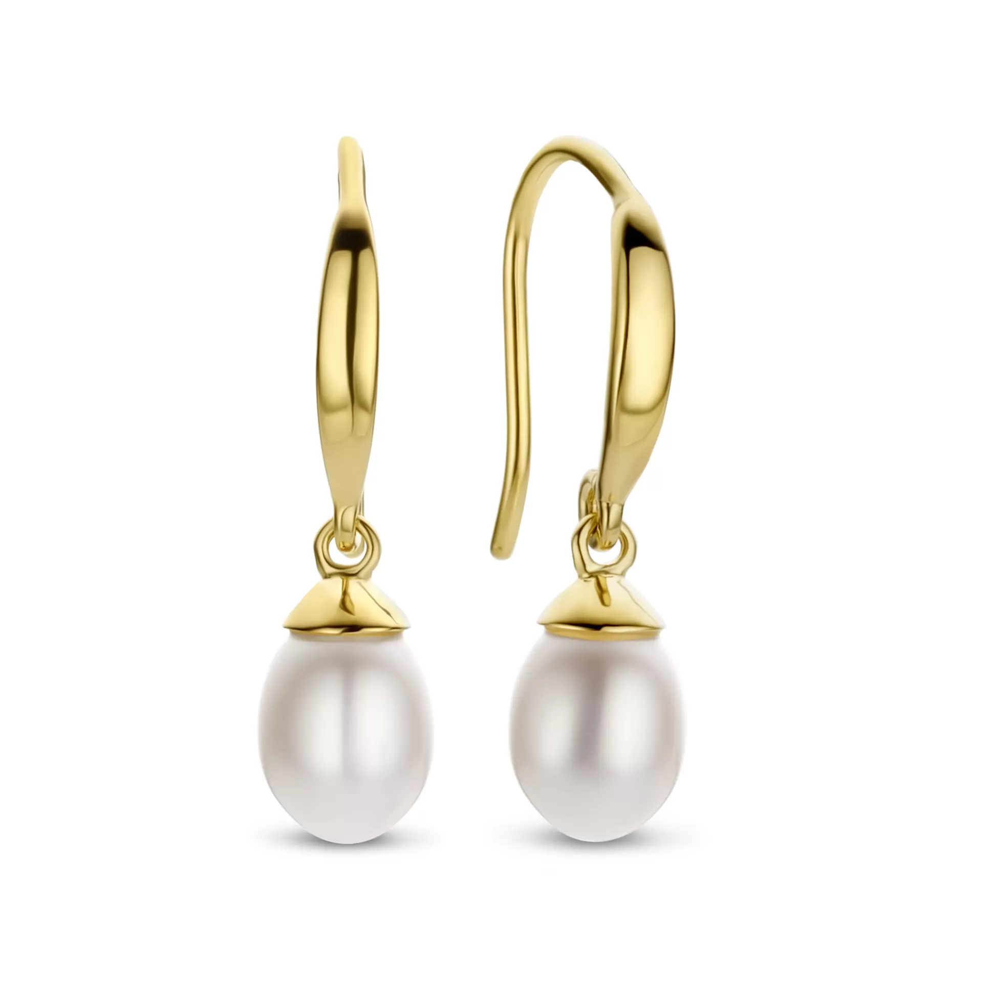 Sale Brioso Cortona Ambra Orecchini Pendenti In Argento Sterling 925 Placcati Oro Con Perla D'Acqua Dolce Orecchini