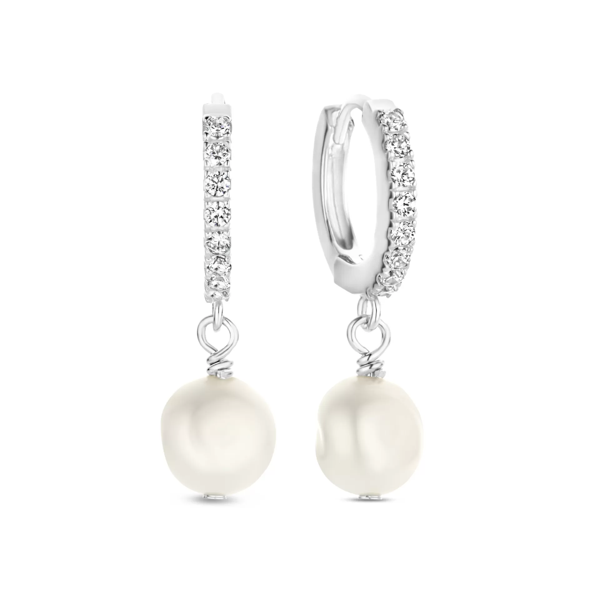 Discount Brioso Cortona Bella Creoli In Argento Sterling 925 Con Perla D'Acqua Dolce Orecchini
