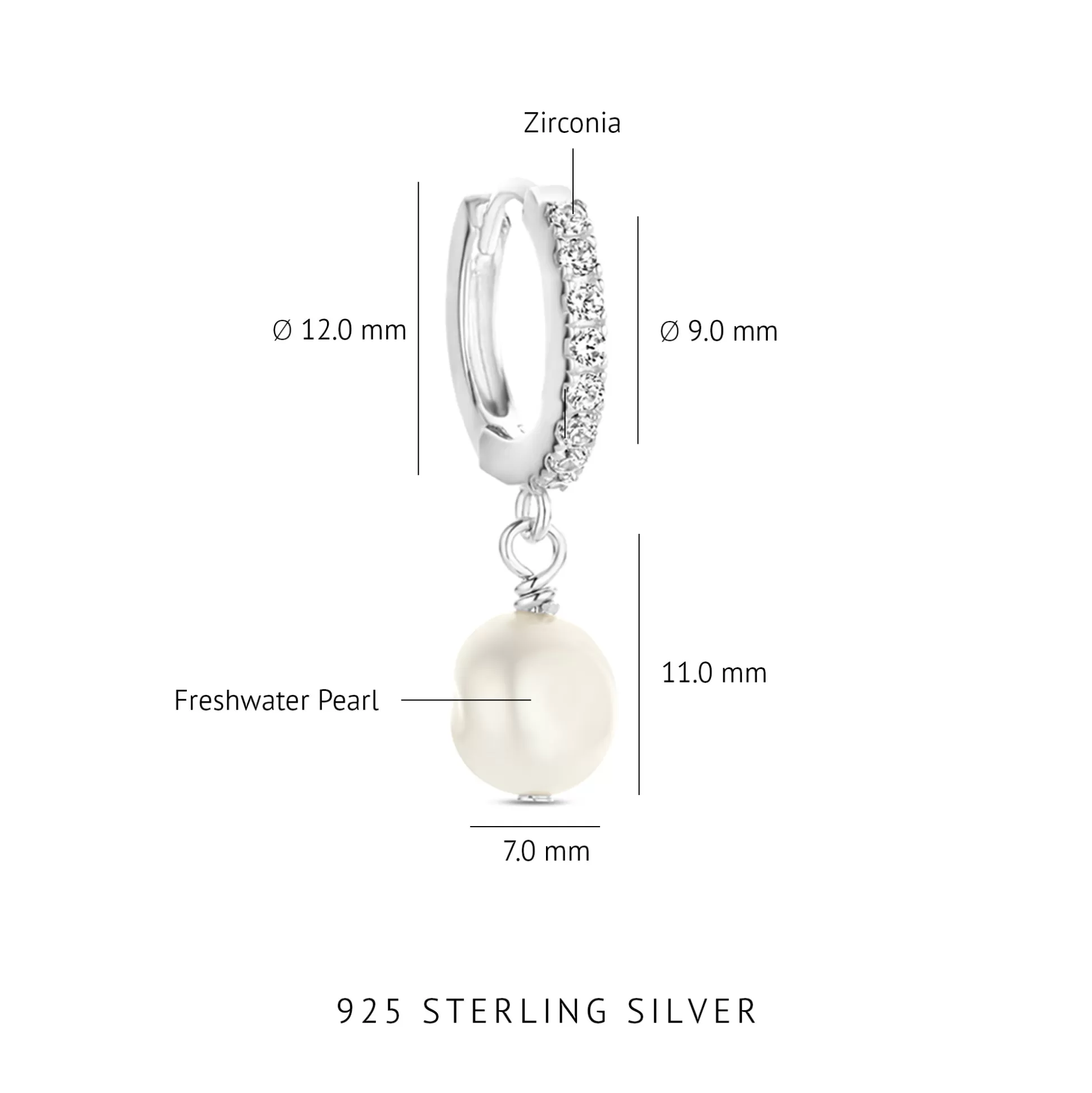 Discount Brioso Cortona Bella Creoli In Argento Sterling 925 Con Perla D'Acqua Dolce Orecchini
