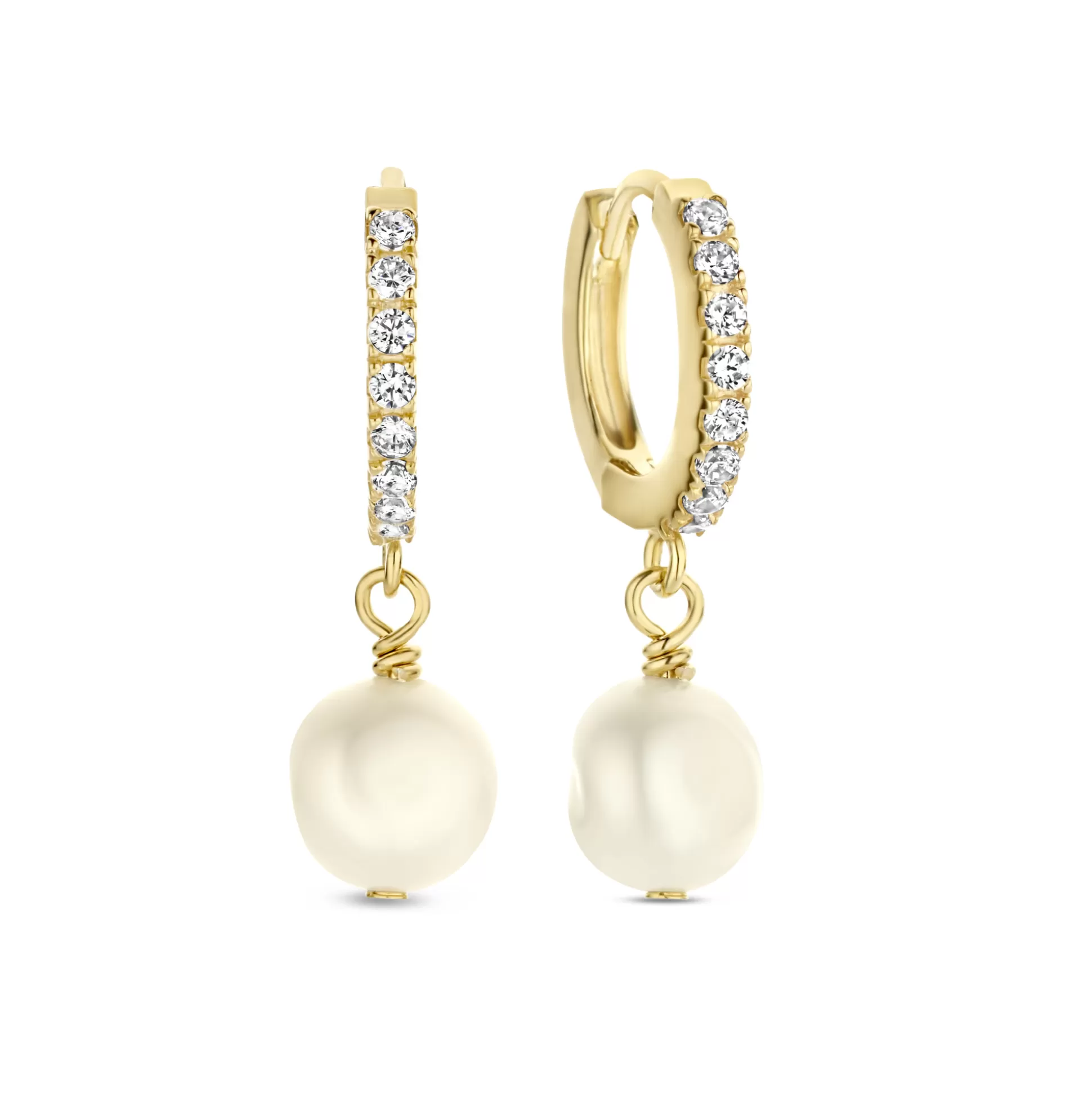 Flash Sale Brioso Cortona Bella Creoli In Argento Sterling 925 Placcati Oro Con Perla D'Acqua Dolce Orecchini