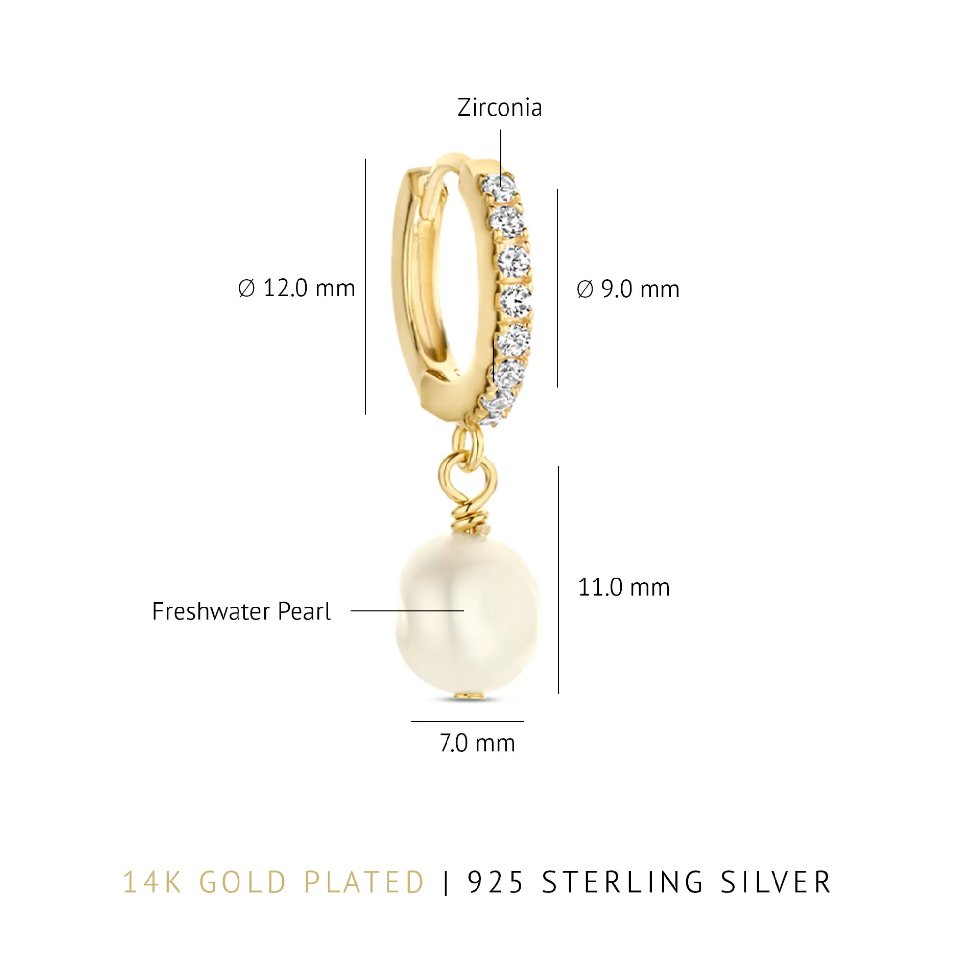 Flash Sale Brioso Cortona Bella Creoli In Argento Sterling 925 Placcati Oro Con Perla D'Acqua Dolce Orecchini