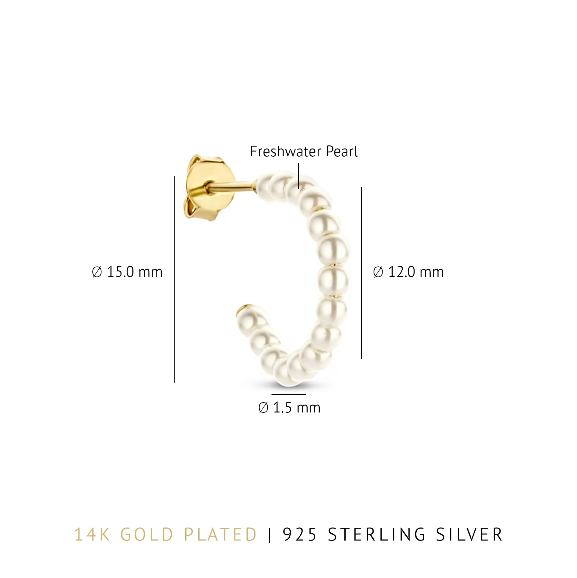 Store Brioso Cortona Bella Creoli In Argento Sterling 925 Placcati Oro Con Perle D'Acqua Dolce Orecchini