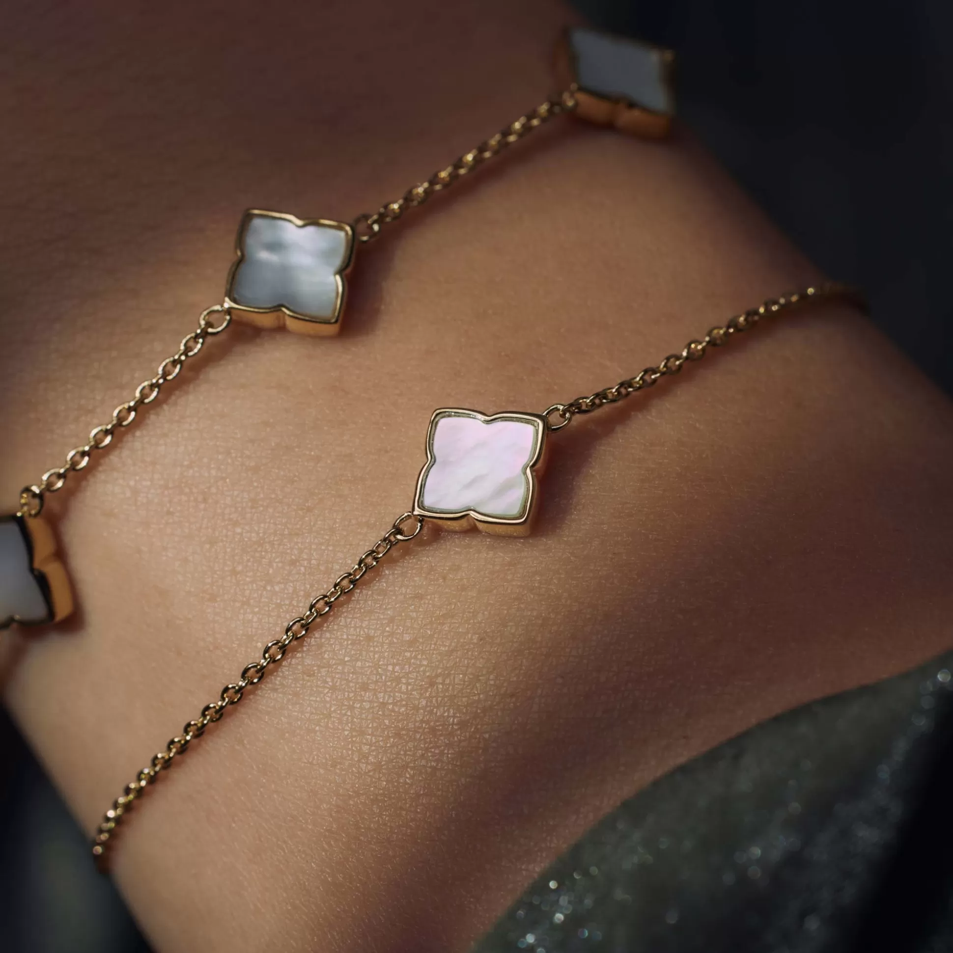 Fashion Brioso Cortona Dara Bracciale In Argento Sterling 925 Placcato Oro Con Madreperla Bracciali