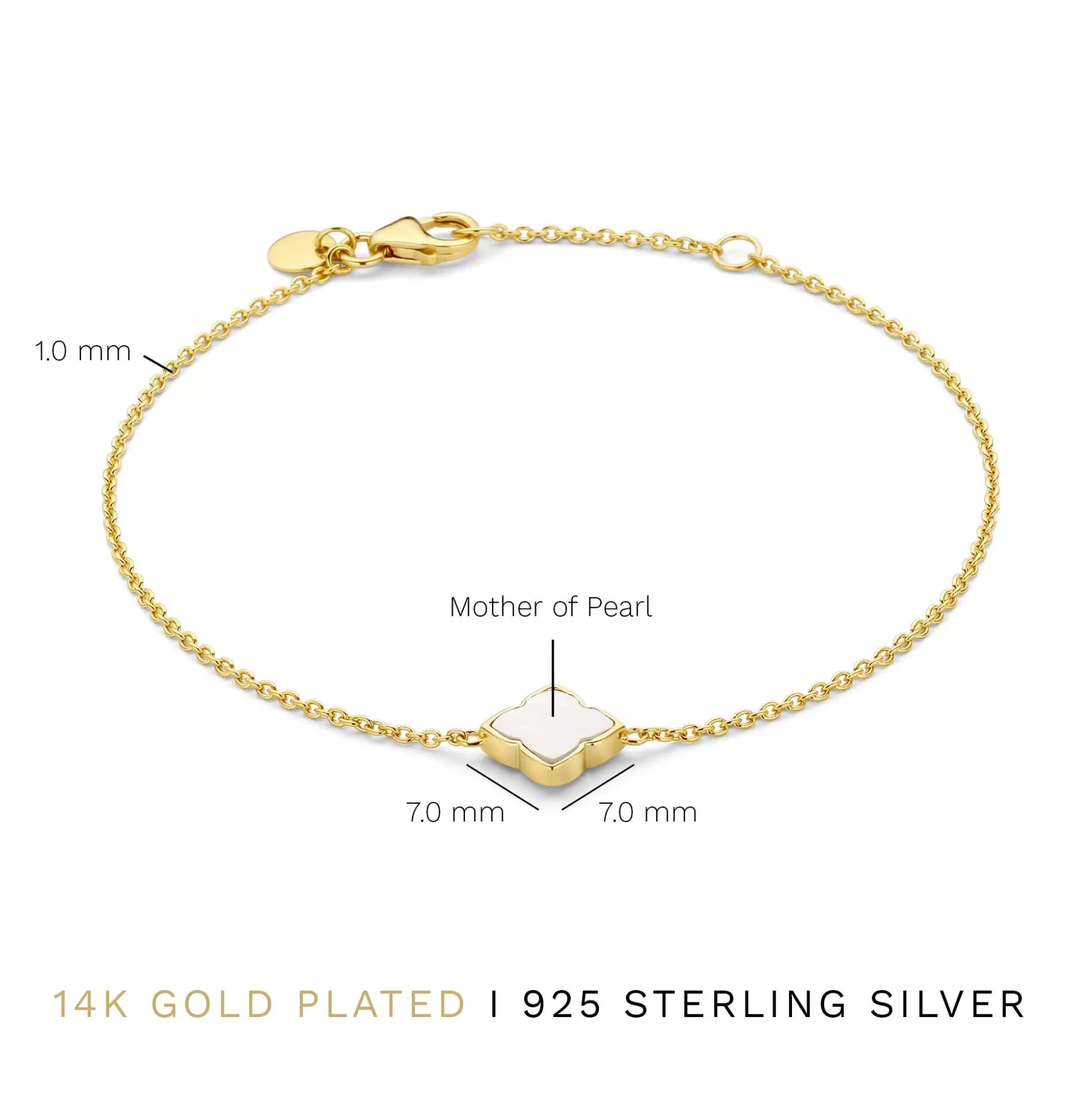 Fashion Brioso Cortona Dara Bracciale In Argento Sterling 925 Placcato Oro Con Madreperla Bracciali