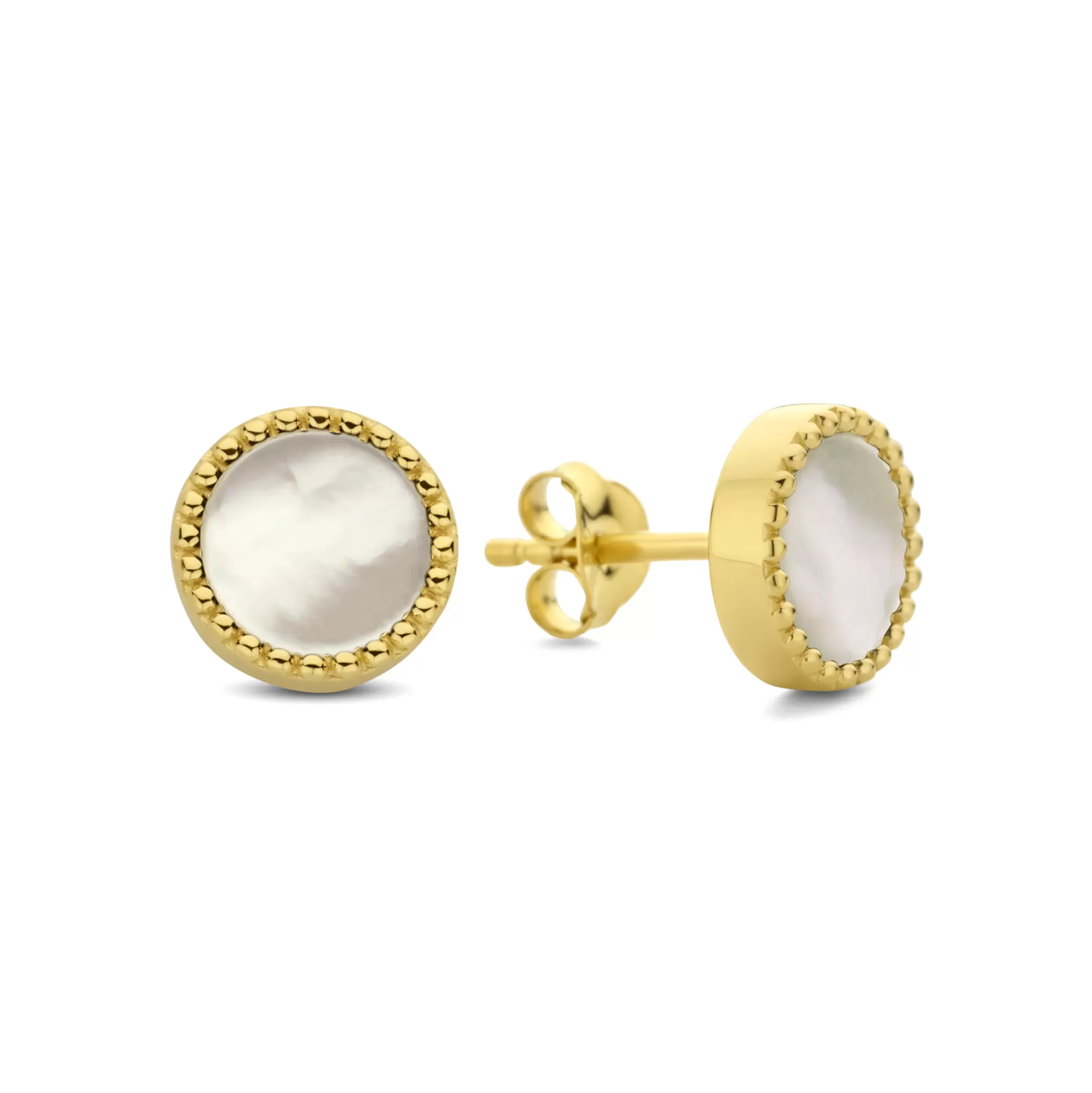 New Brioso Cortona Dara Orecchini A Bottone In Argento Sterling 925 Placcati Oro Con Madreperla Orecchini A Bottone