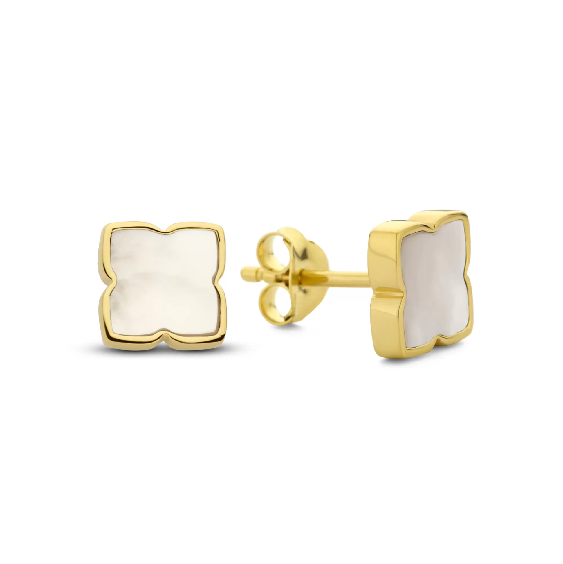 Best Sale Brioso Cortona Dara Orecchini A Bottone In Argento Sterling 925 Placcati Oro Con Madreperla Orecchini A Bottone