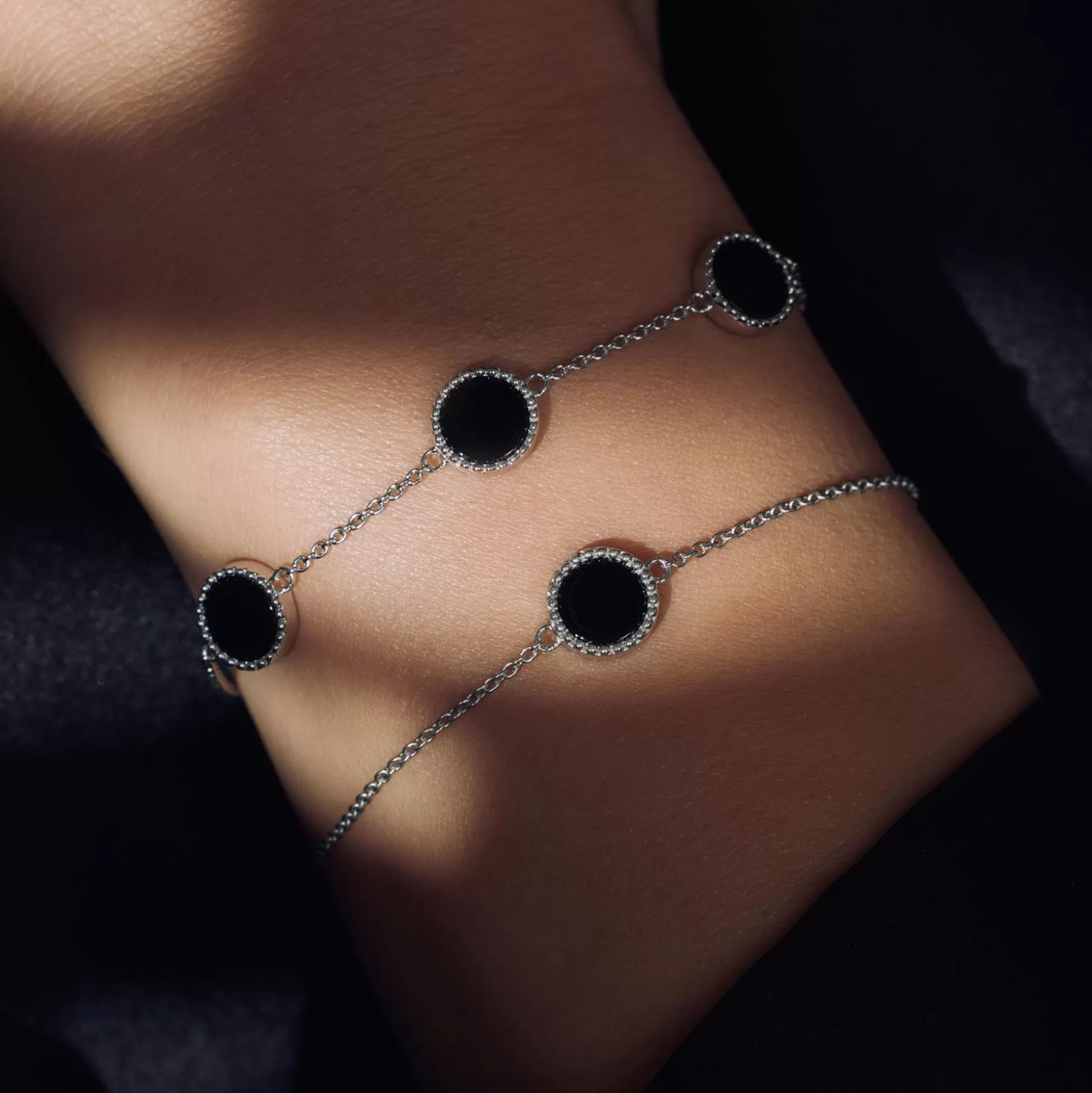 Clearance Brioso Cortona Giulia Bracciale In Argento Sterling 925 Con Onice Nero Bracciali