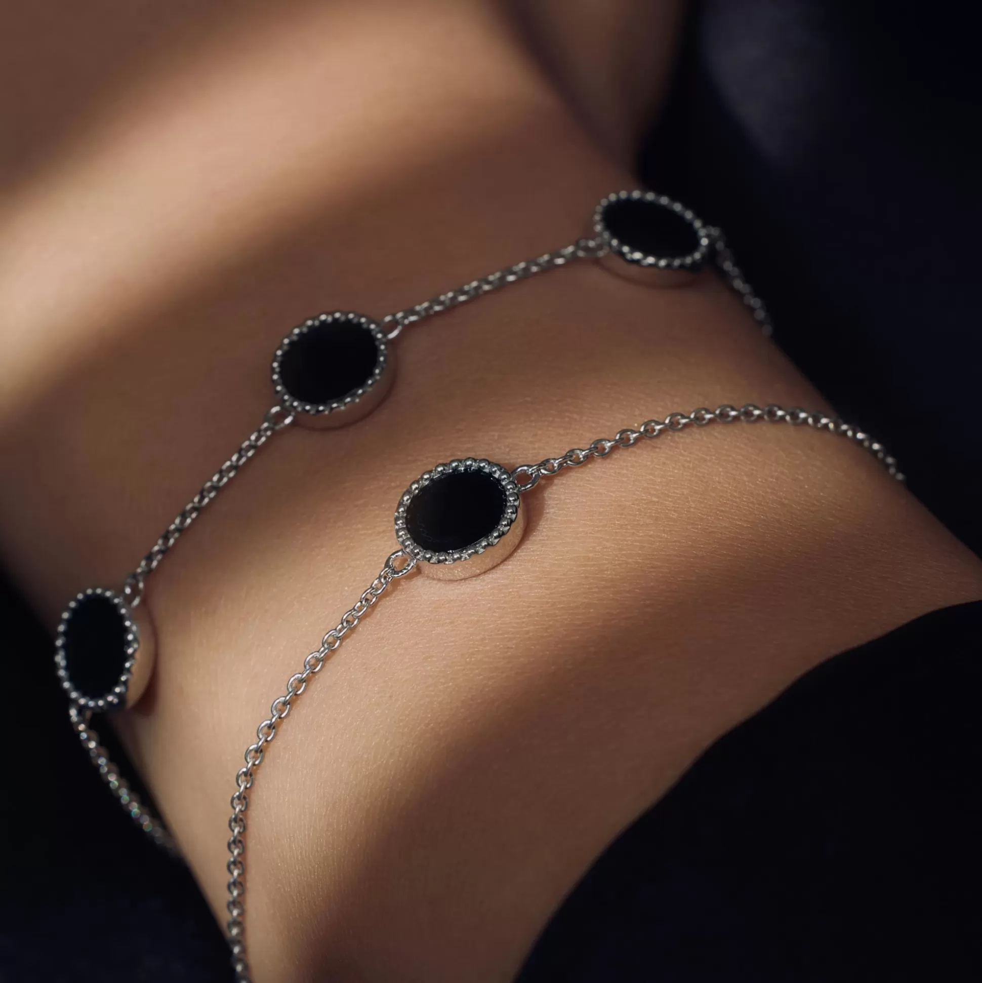 Clearance Brioso Cortona Giulia Bracciale In Argento Sterling 925 Con Onice Nero Bracciali