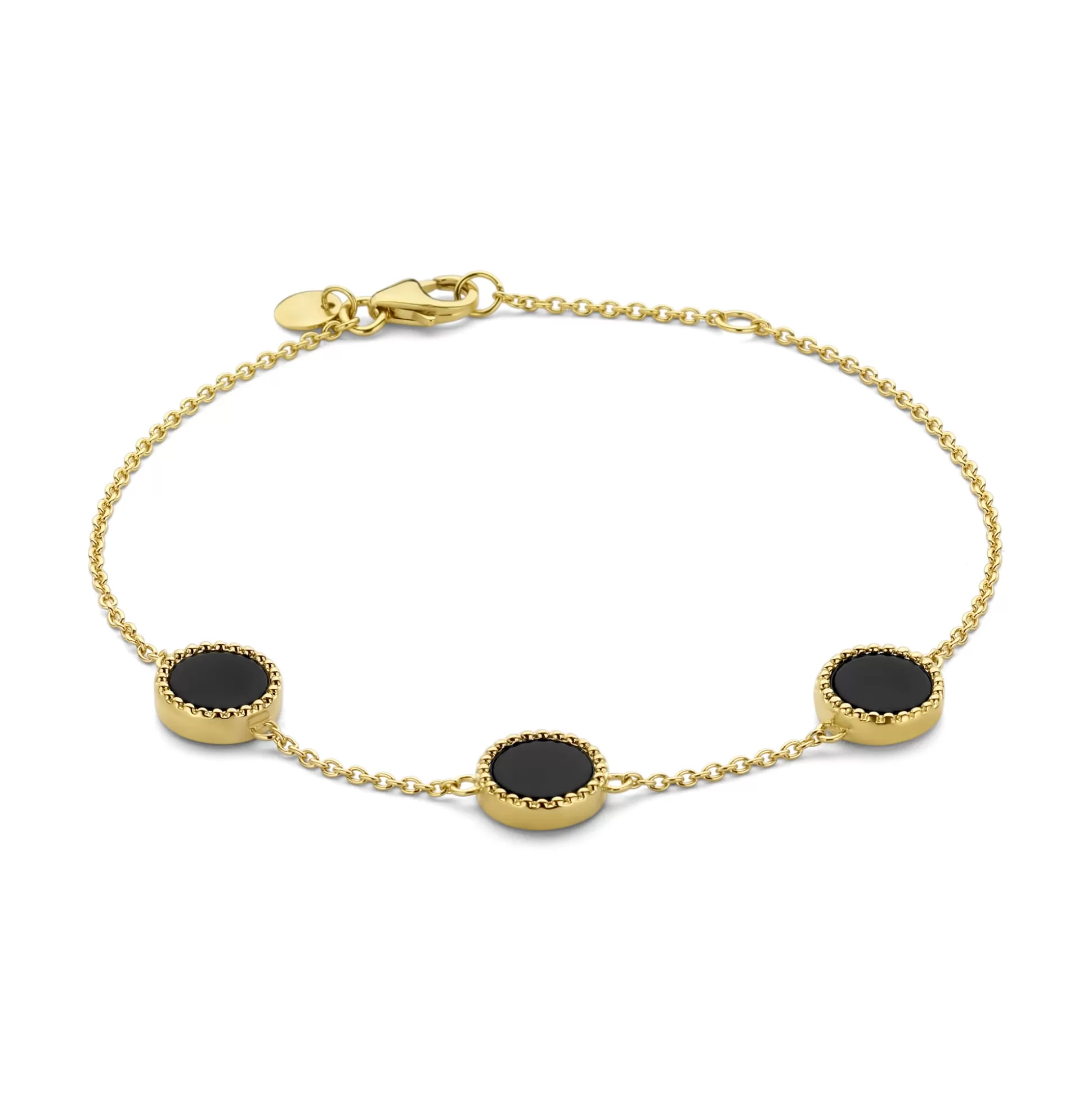 Sale Brioso Cortona Giulia Bracciale In Argento Sterling 925 Placcato Oro Con Onice Nero Bracciali