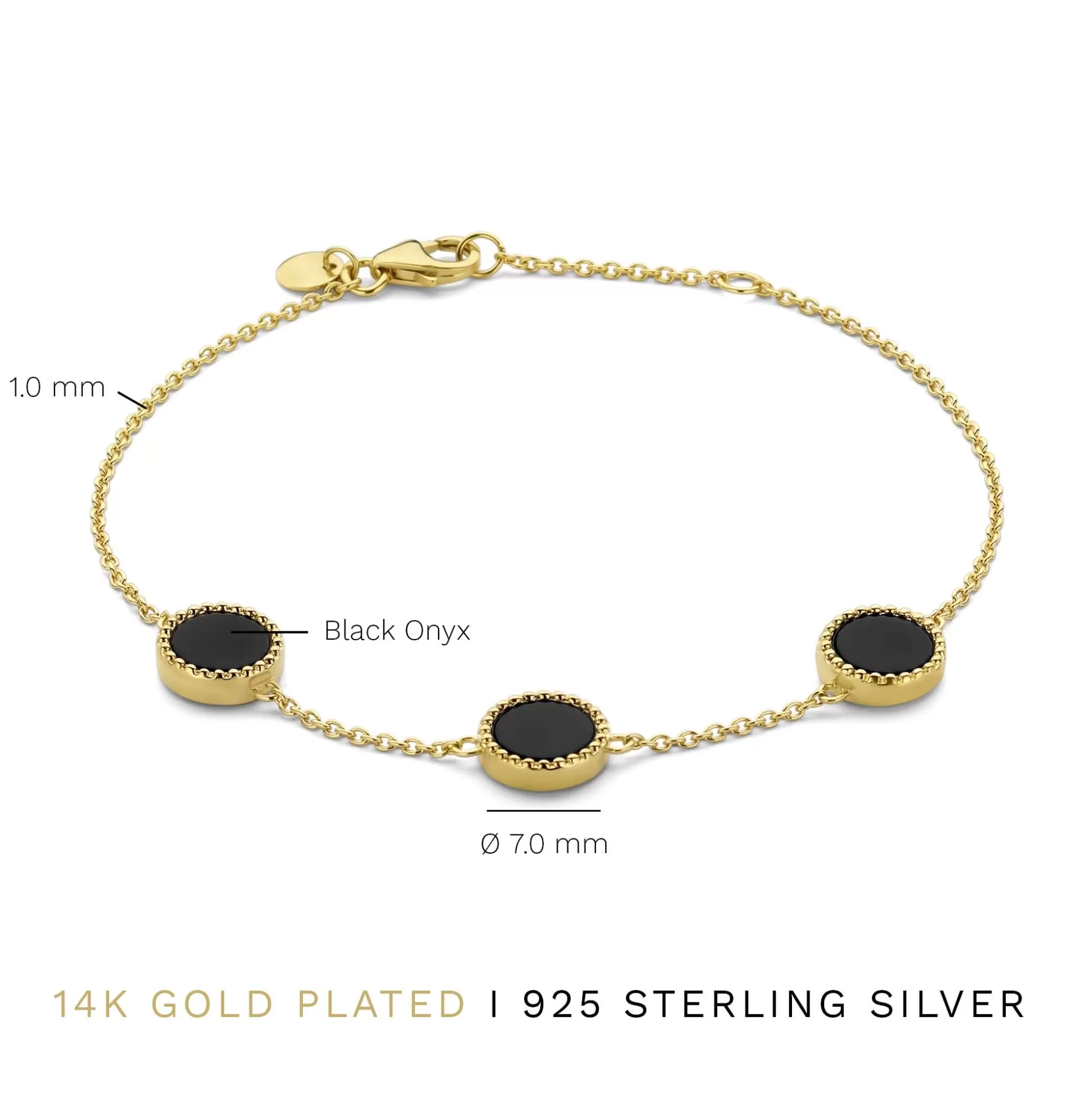 Sale Brioso Cortona Giulia Bracciale In Argento Sterling 925 Placcato Oro Con Onice Nero Bracciali