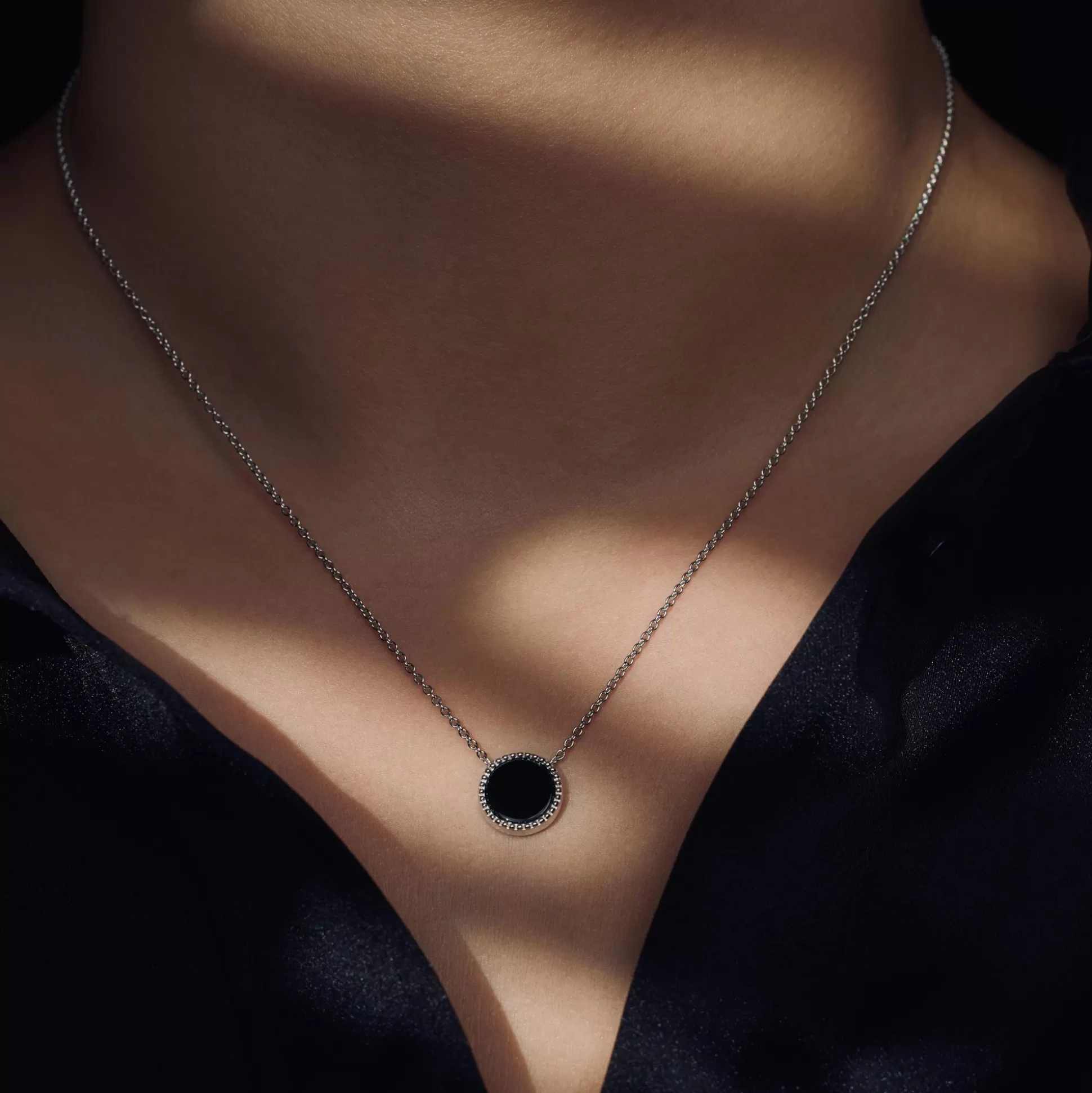 Clearance Brioso Cortona Giulia Collana In Argento Sterling 925 Con Onice Nero Collane