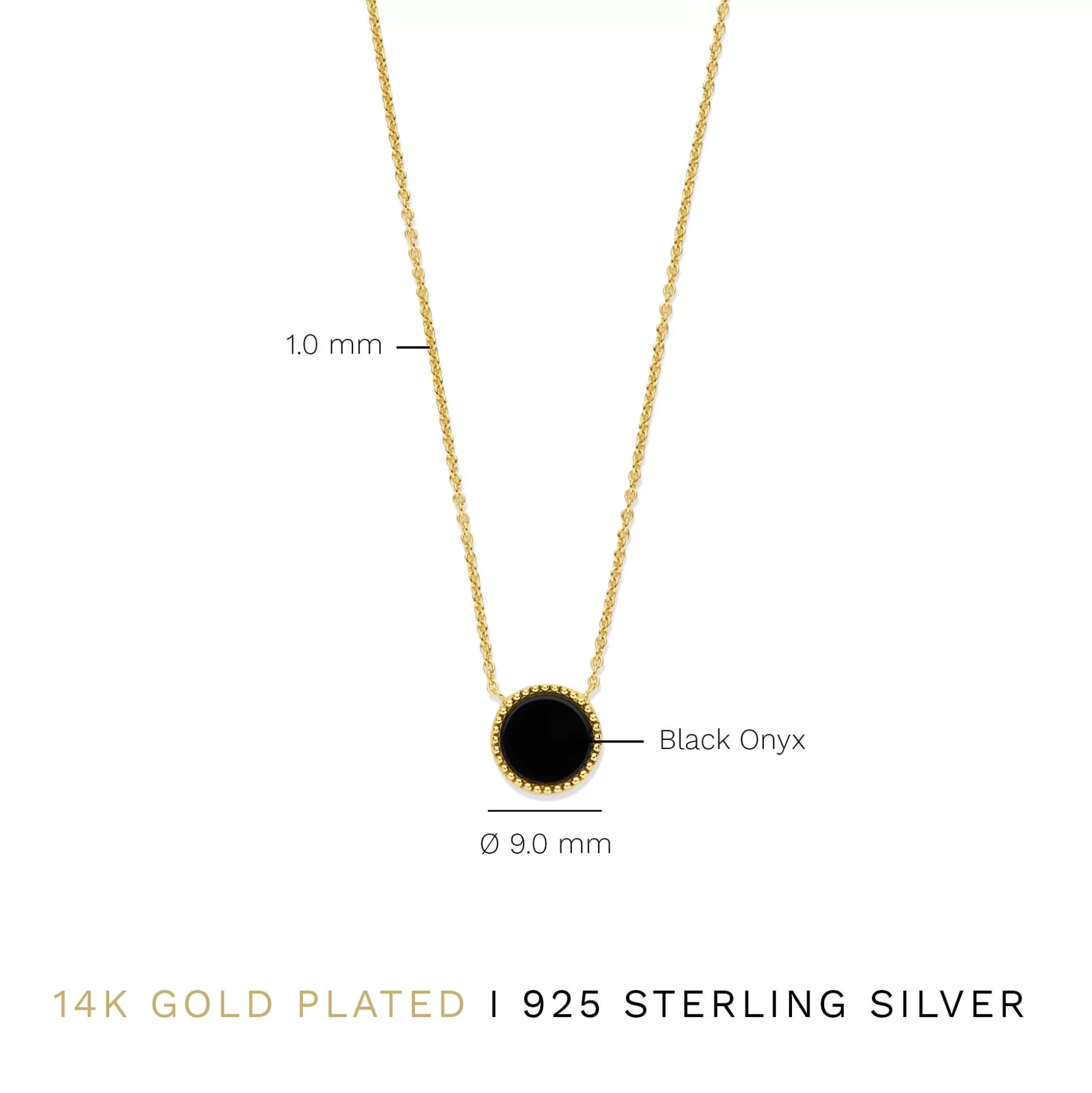 Clearance Brioso Cortona Giulia Collana In Argento Sterling 925 Placcata Oro Con Onice Nero Collane