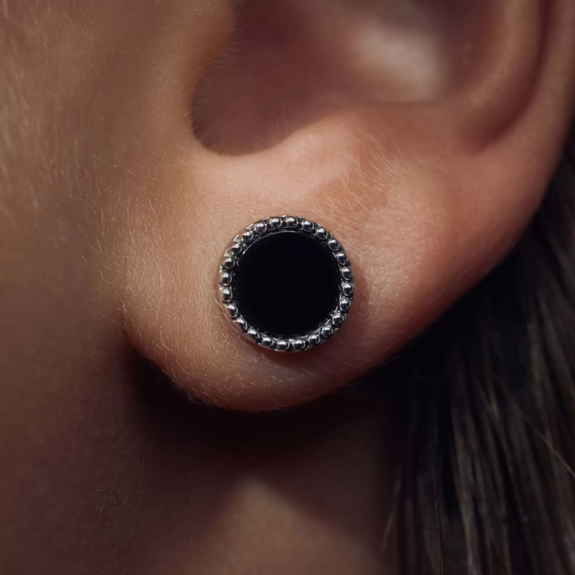 Best Brioso Cortona Giulia Orecchini A Bottone In Argento Sterling 925 Con Onice Nero Orecchini A Bottone