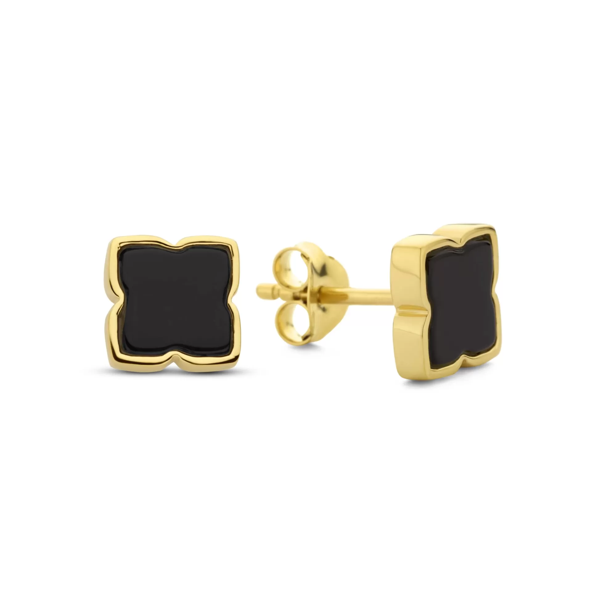 Discount Brioso Cortona Giulia Orecchini A Bottone In Argento Sterling 925 Placcati Oro Con Onice Nero Orecchini A Bottone