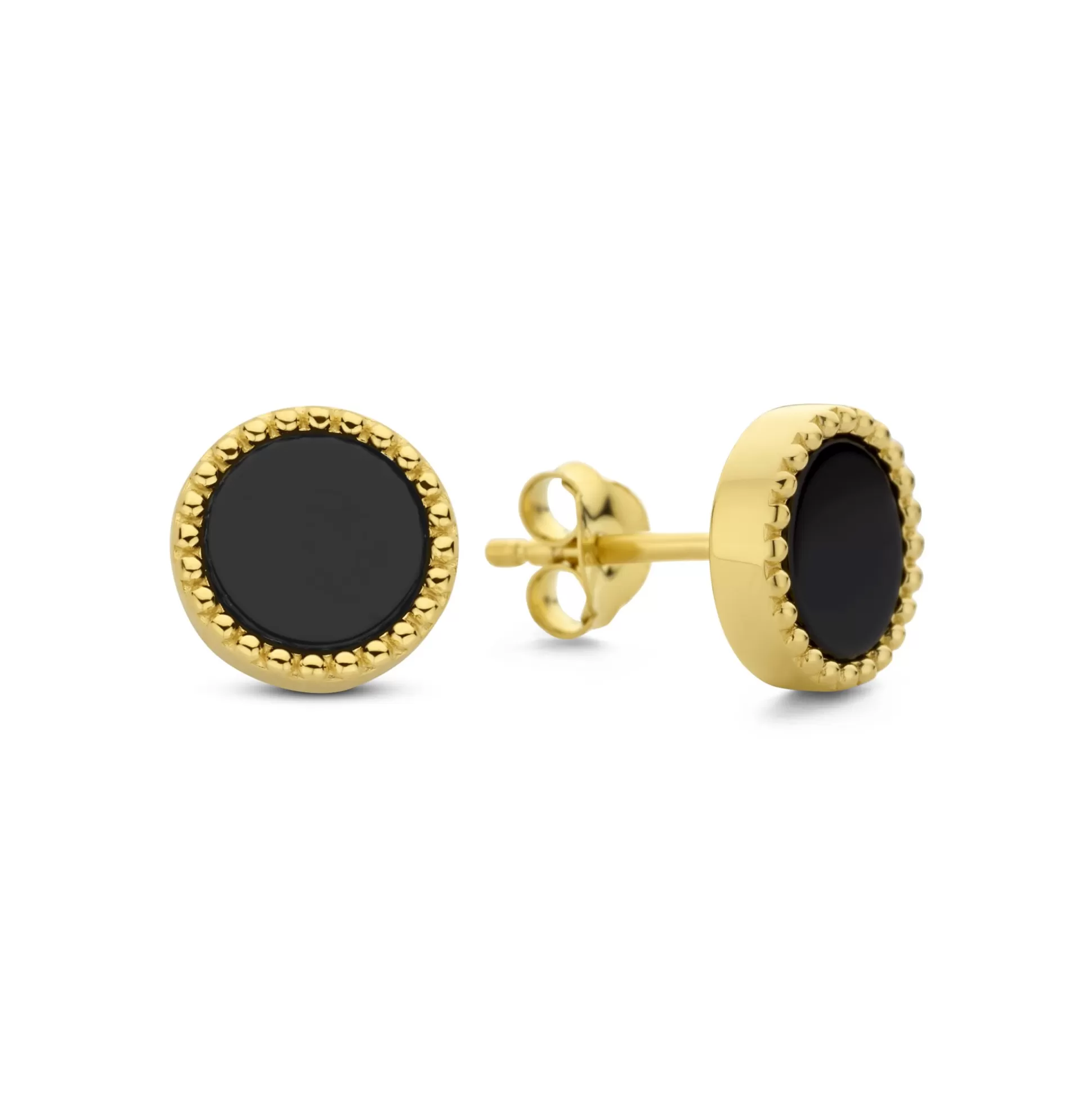 Cheap Brioso Cortona Giulia Orecchini A Bottone In Argento Sterling 925 Placcati Oro Con Onice Nero Orecchini A Bottone