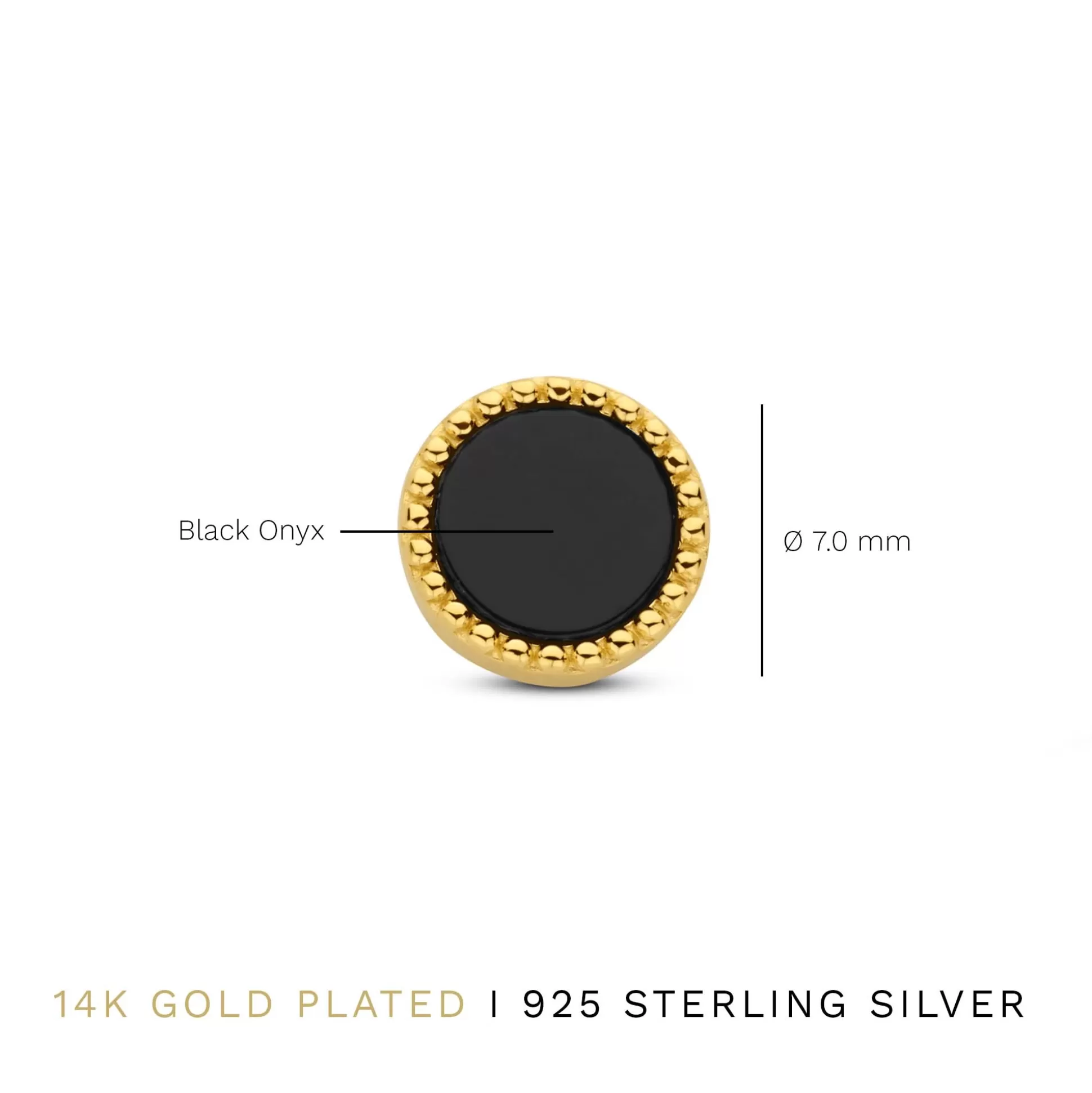 Cheap Brioso Cortona Giulia Orecchini A Bottone In Argento Sterling 925 Placcati Oro Con Onice Nero Orecchini A Bottone