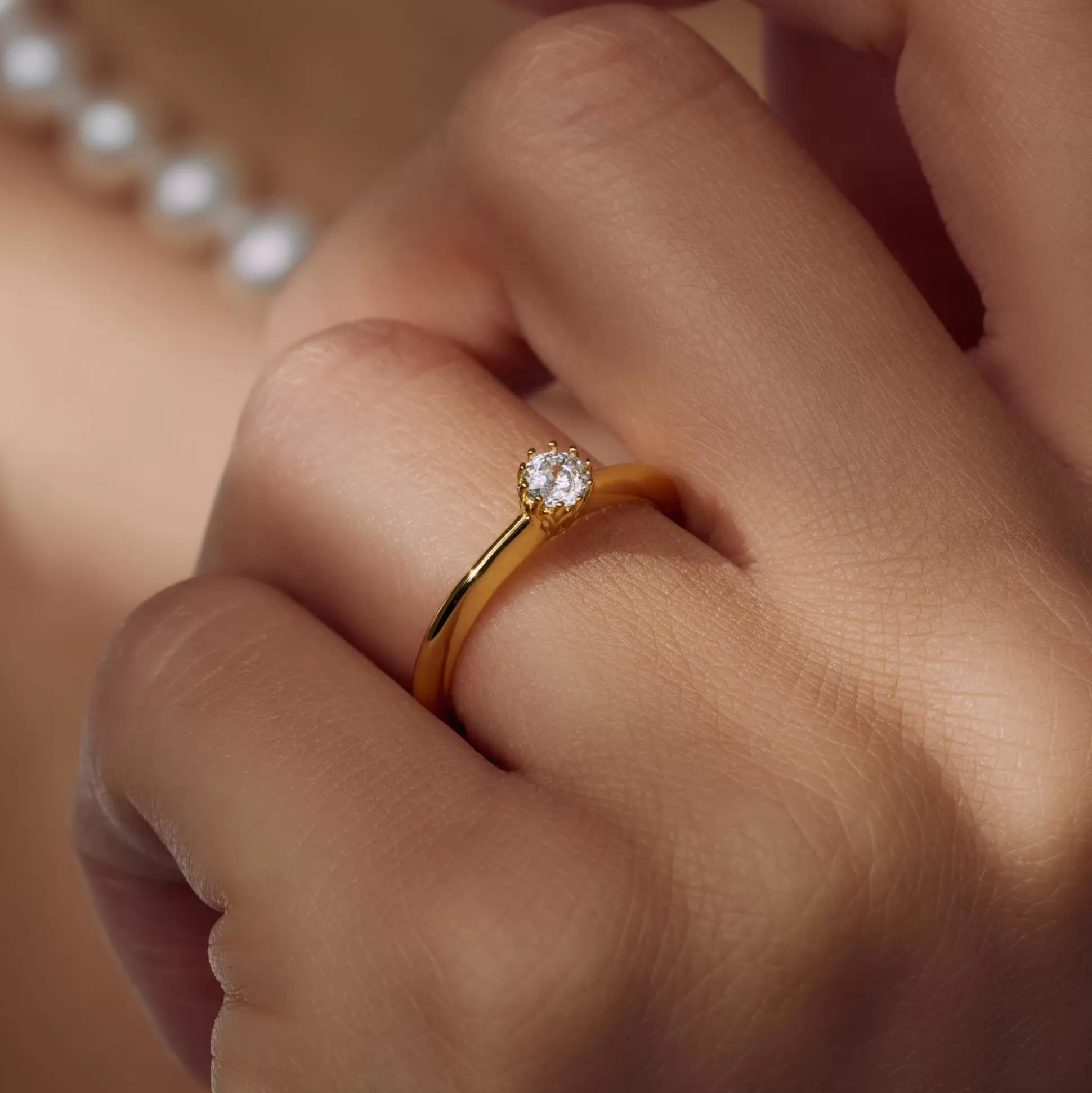 Best Sale Cento Luci Mila Anello In Argento Sterling 925 Placcato Oro Con Pietra Zircone Anelli
