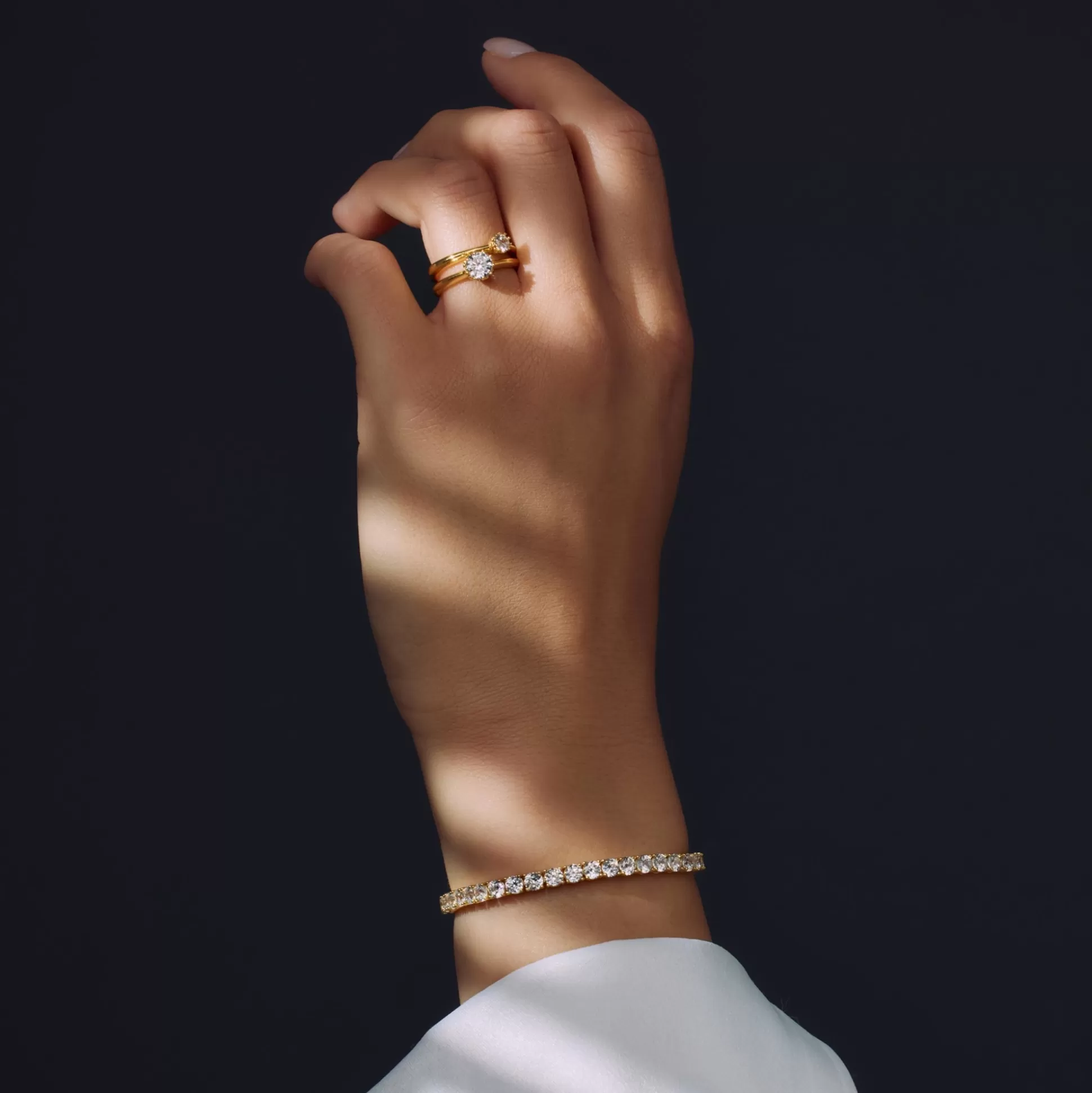 Best Sale Cento Luci Mila Anello In Argento Sterling 925 Placcato Oro Con Pietra Zircone Anelli