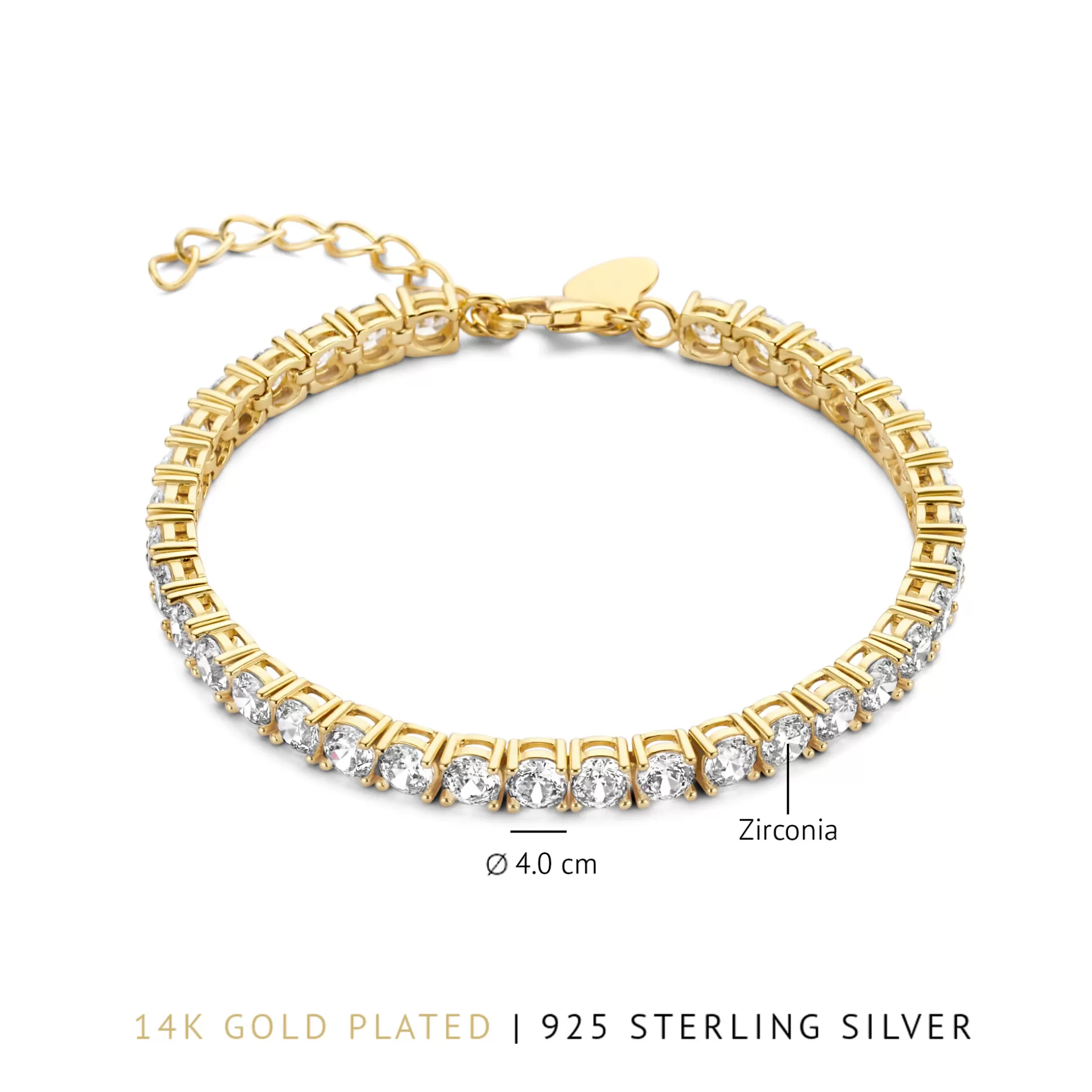 Shop Cento Luci Mila Bracciale In Argento Sterling 925 Placcato Oro Con Pietre Zircone Bracciali