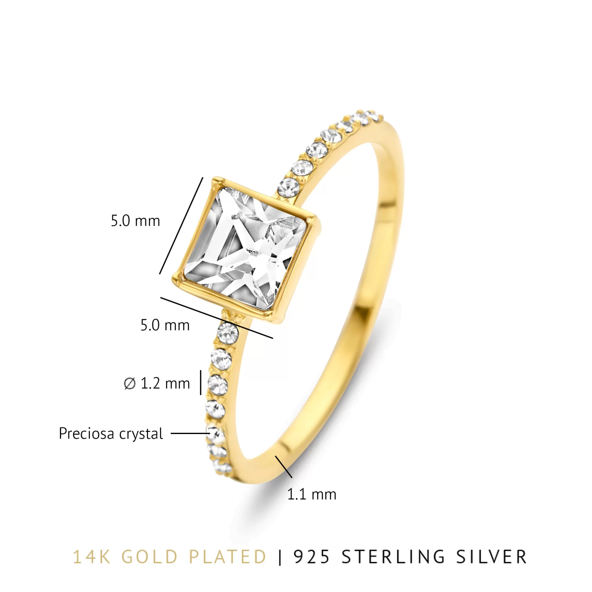 Sale Cento Luci Pia Anello In Argento Sterling 925 Placcato Oro Con Cristallo Prezioso Anelli