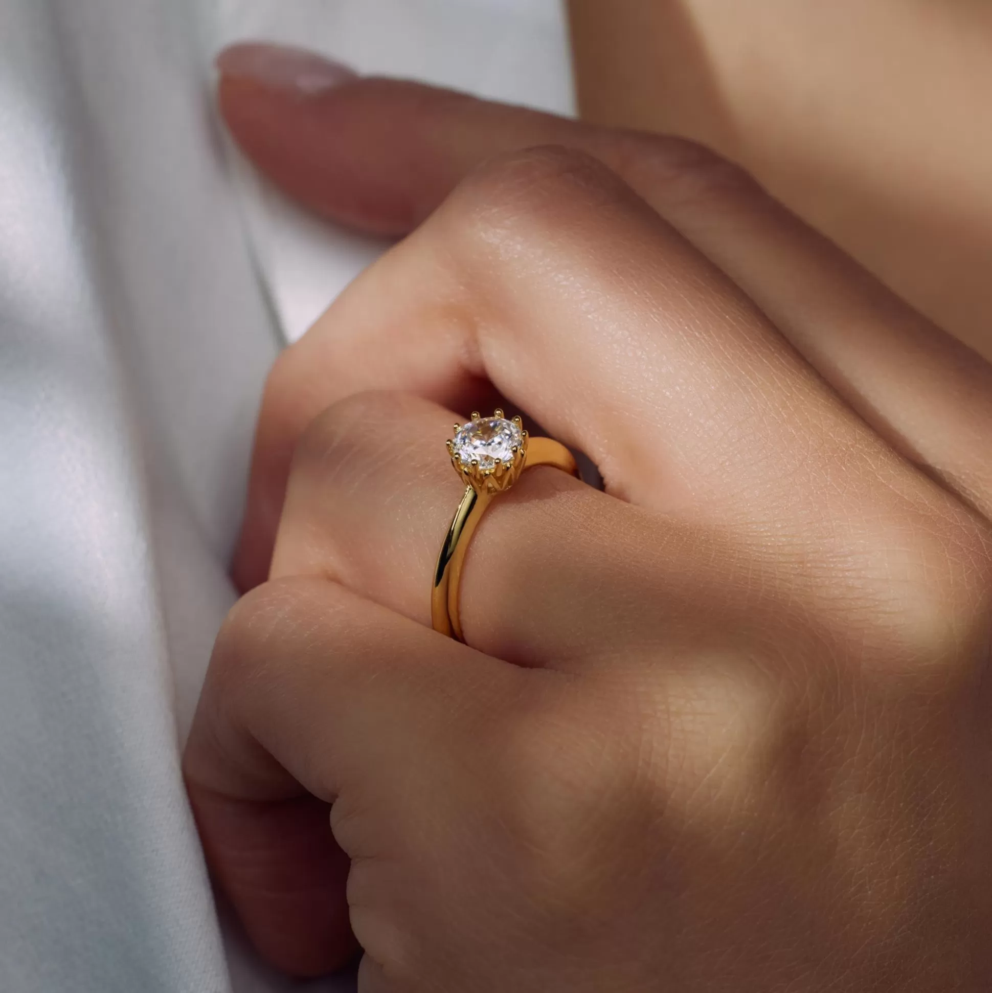 Store Cento Luci Rosia Anello In Argento Sterling 925 Placcato Oro Con Pietra Zircone Anelli