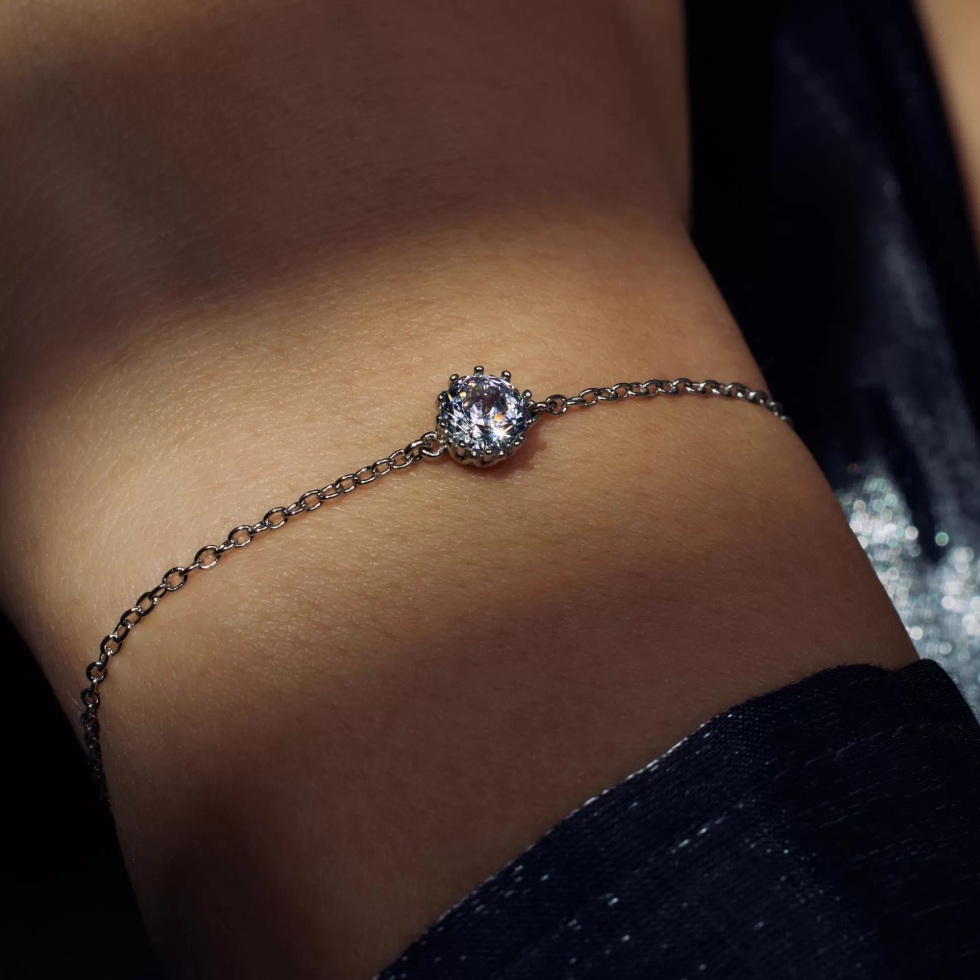 Discount Cento Luci Rosia Bracciale In Argento Sterling 925 Con Pietra Zircone Bracciali