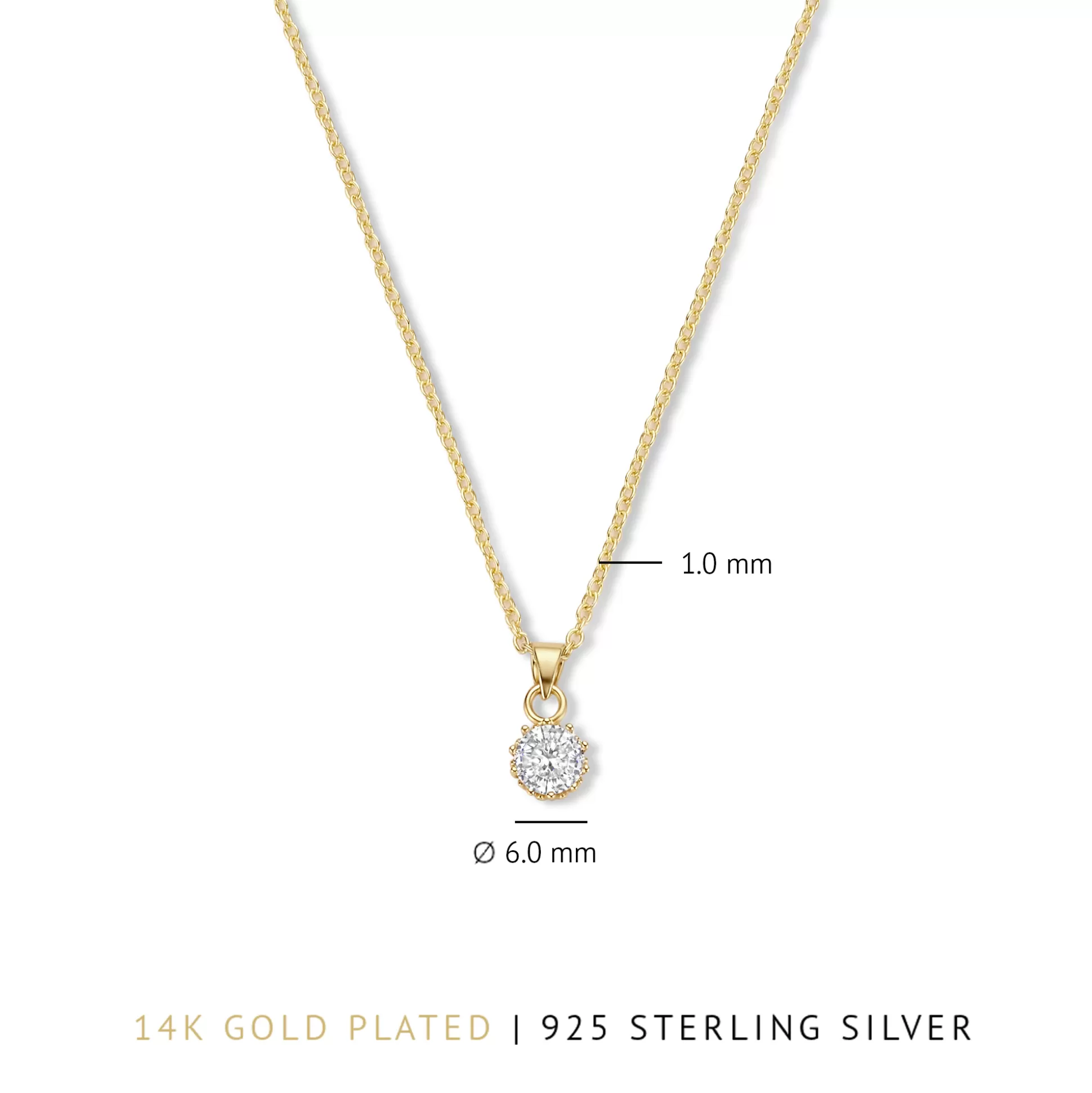 Shop Cento Luci Rosia Collana In Argento Sterling 925 Placcato Oro Con Pietra Zircone Collane