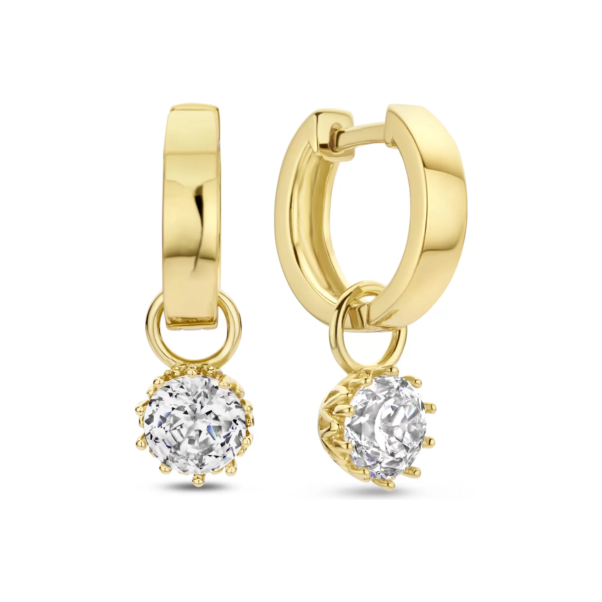 Outlet Cento Luci Rosia Creoli In Argento Sterling 925 Placcato Oro Con Pietra Zircone Orecchini