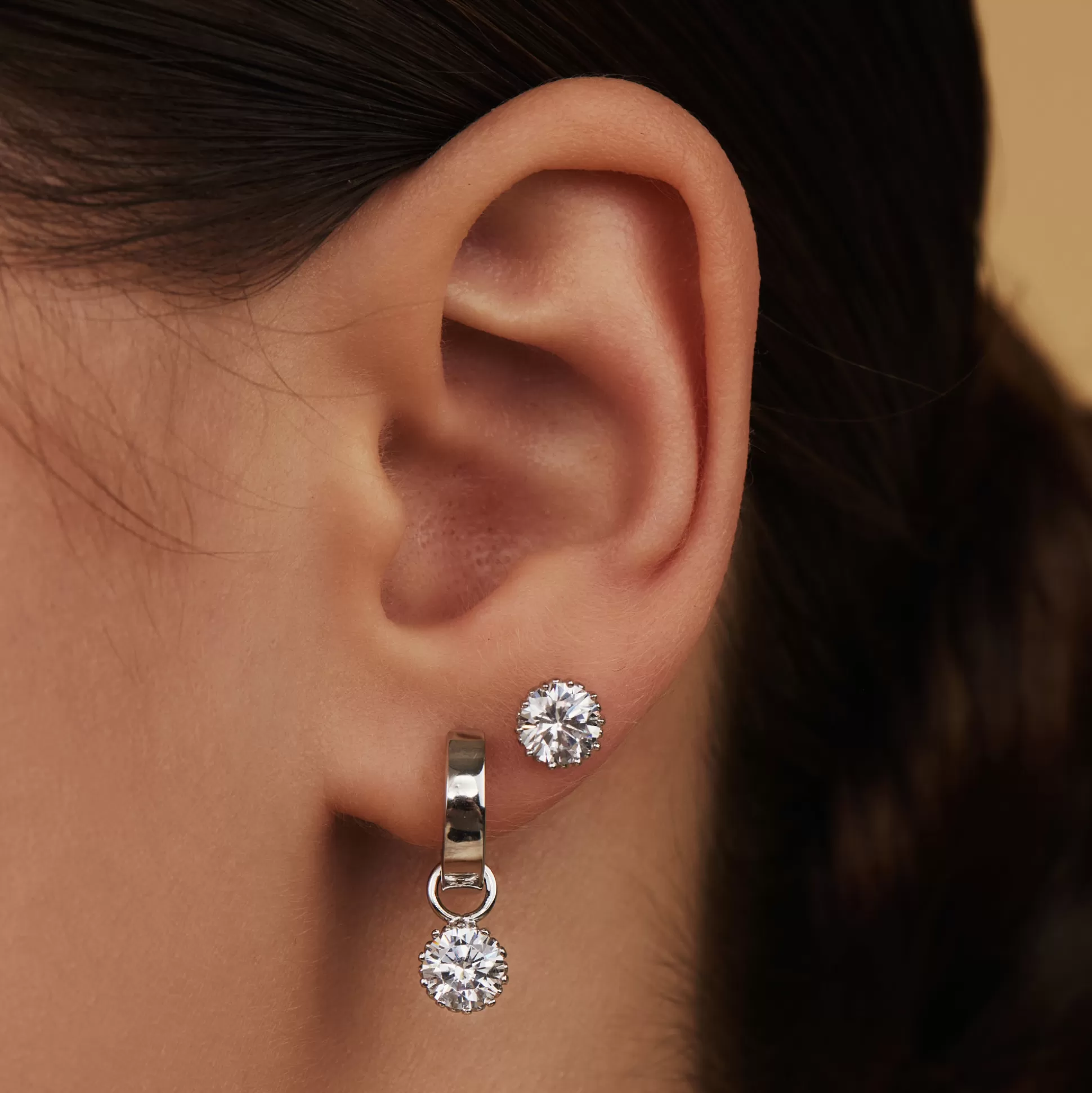 Shop Cento Luci Rosia Orecchini A Bottone In Argento Sterling 925 Con Pietra Zircone Orecchini A Bottone