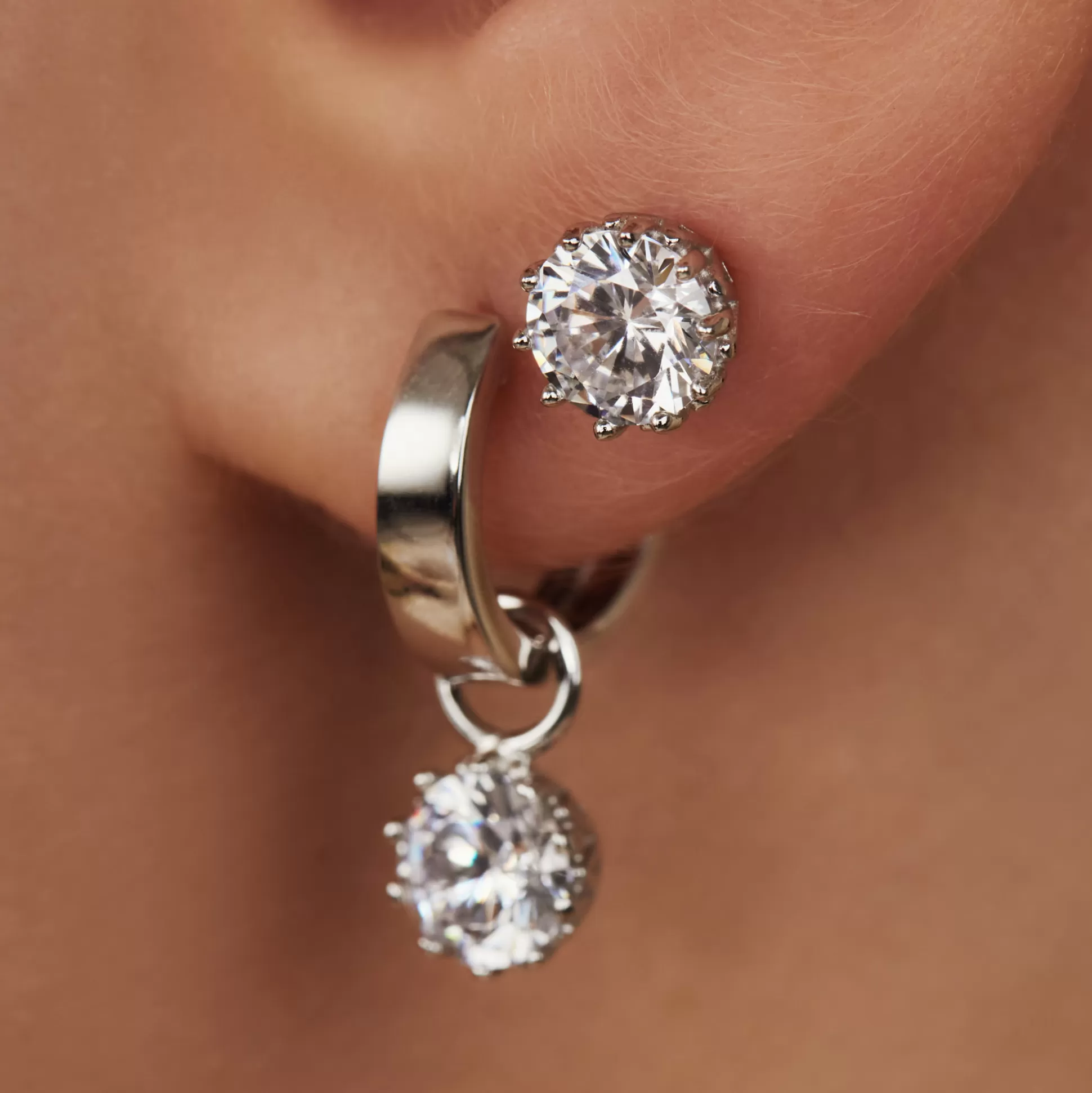 Shop Cento Luci Rosia Orecchini A Bottone In Argento Sterling 925 Con Pietra Zircone Orecchini A Bottone
