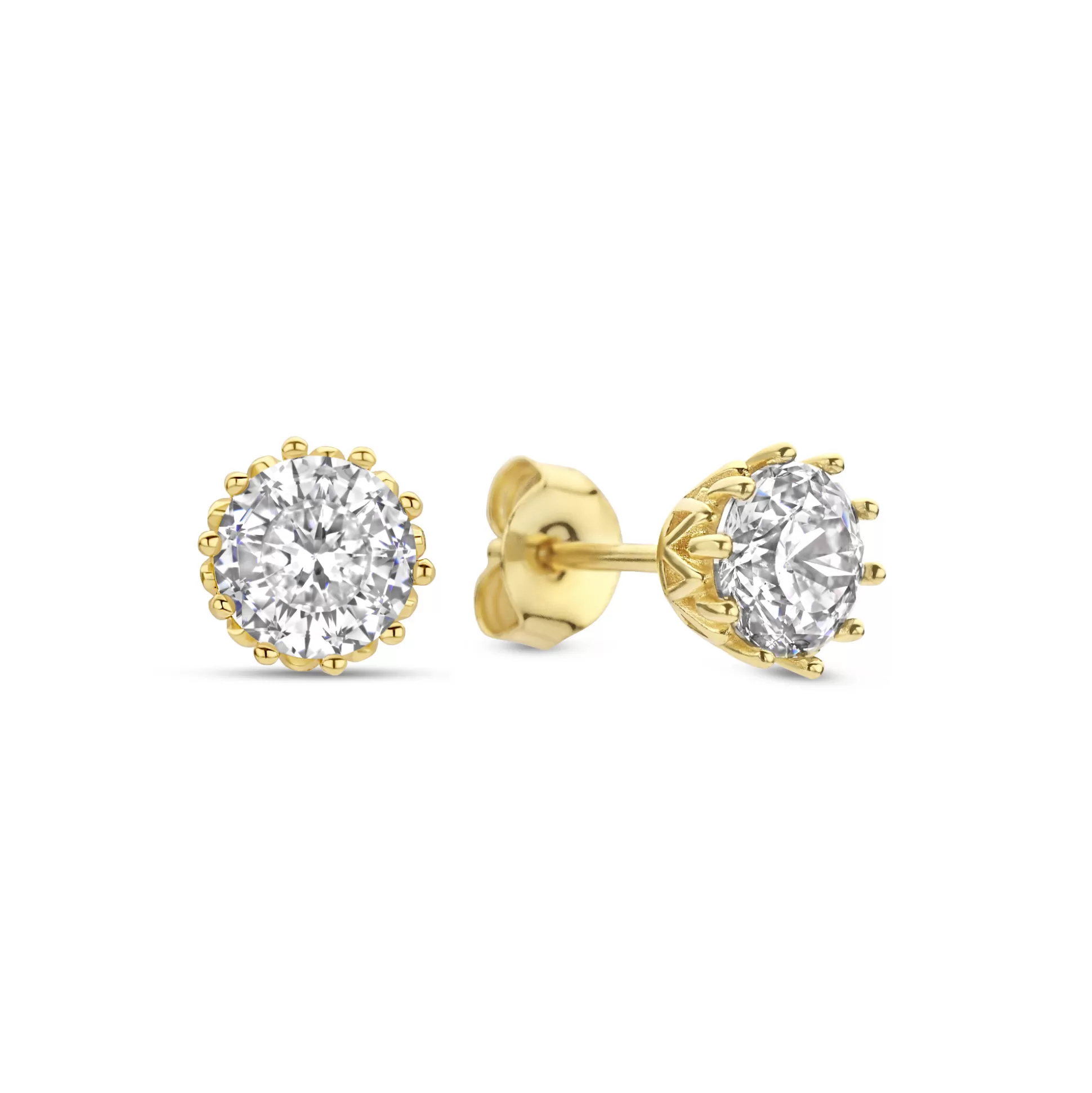 Clearance Cento Luci Rosia Orecchini A Bottone In Argento Sterling 925 Placcato Oro Con Pietra Zircone Orecchini A Bottone