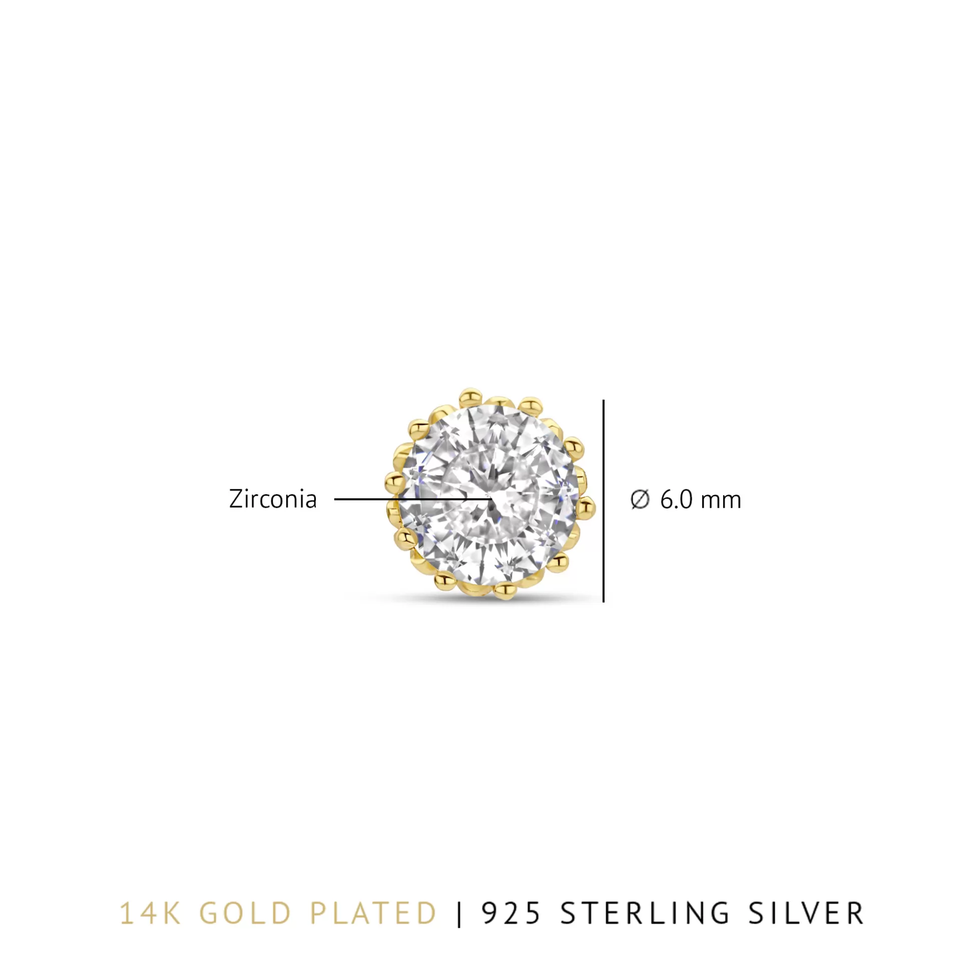 Clearance Cento Luci Rosia Orecchini A Bottone In Argento Sterling 925 Placcato Oro Con Pietra Zircone Orecchini A Bottone
