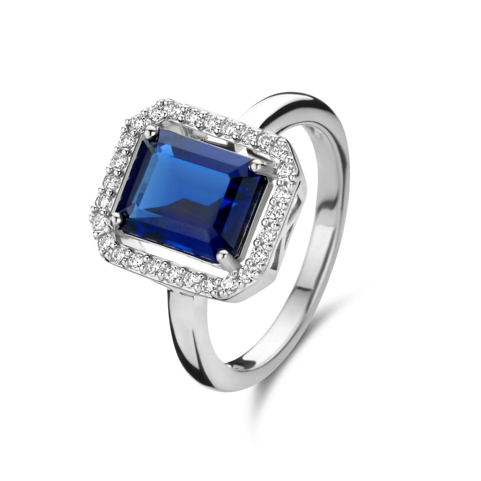 Sale Mia Colore Azure Anello In Argento Sterling 925 Con Pietra Zircone Blu Anelli