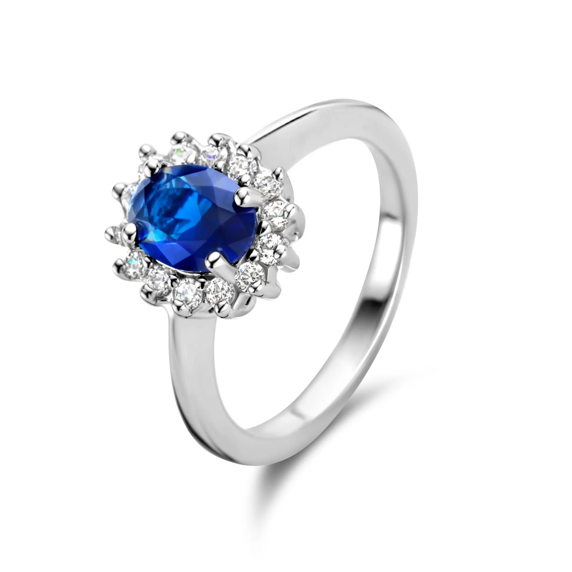 Best Mia Colore Azure Anello In Argento Sterling 925 Con Pietra Zircone Blu Anelli