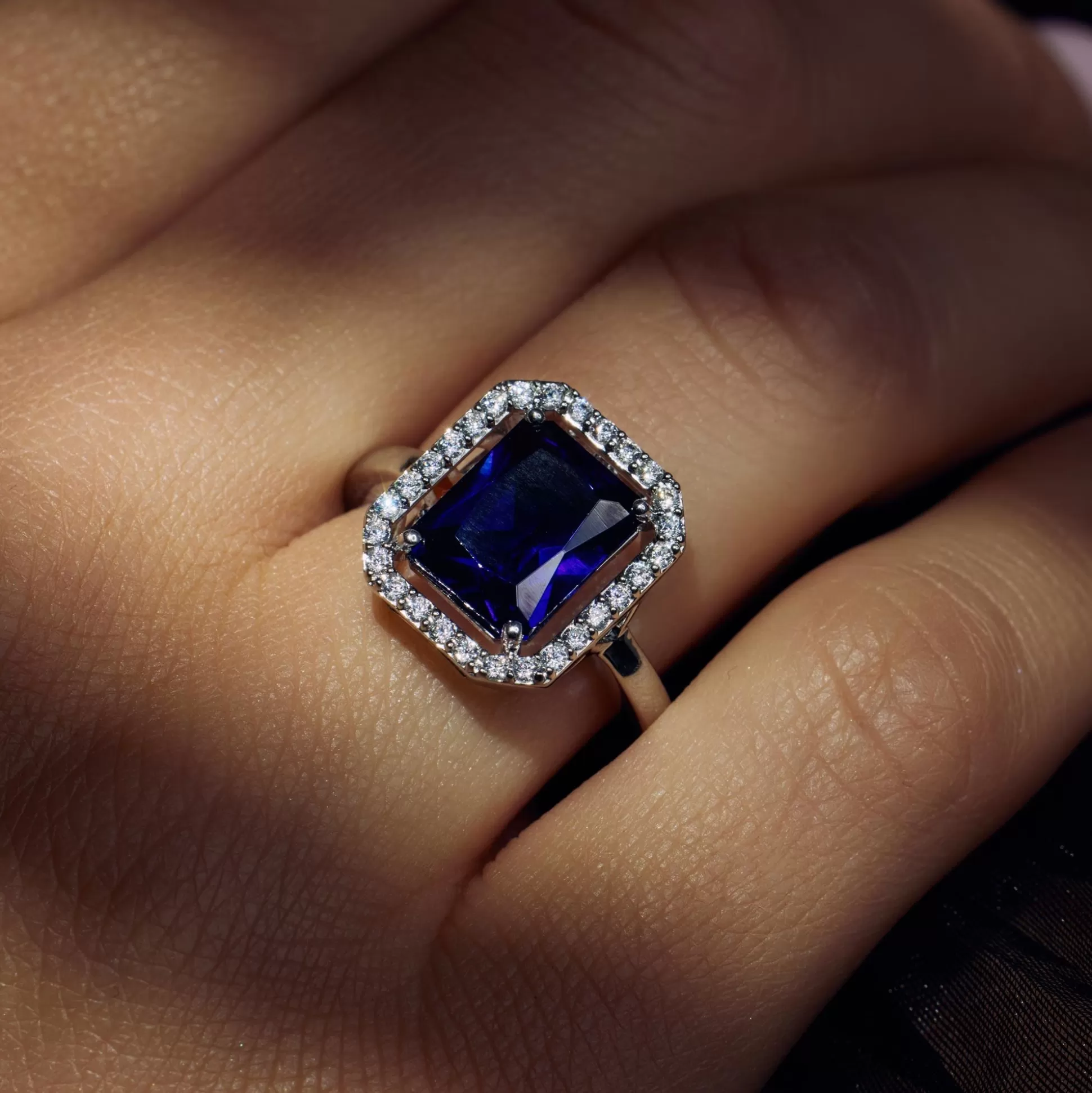 Sale Mia Colore Azure Anello In Argento Sterling 925 Con Pietra Zircone Blu Anelli