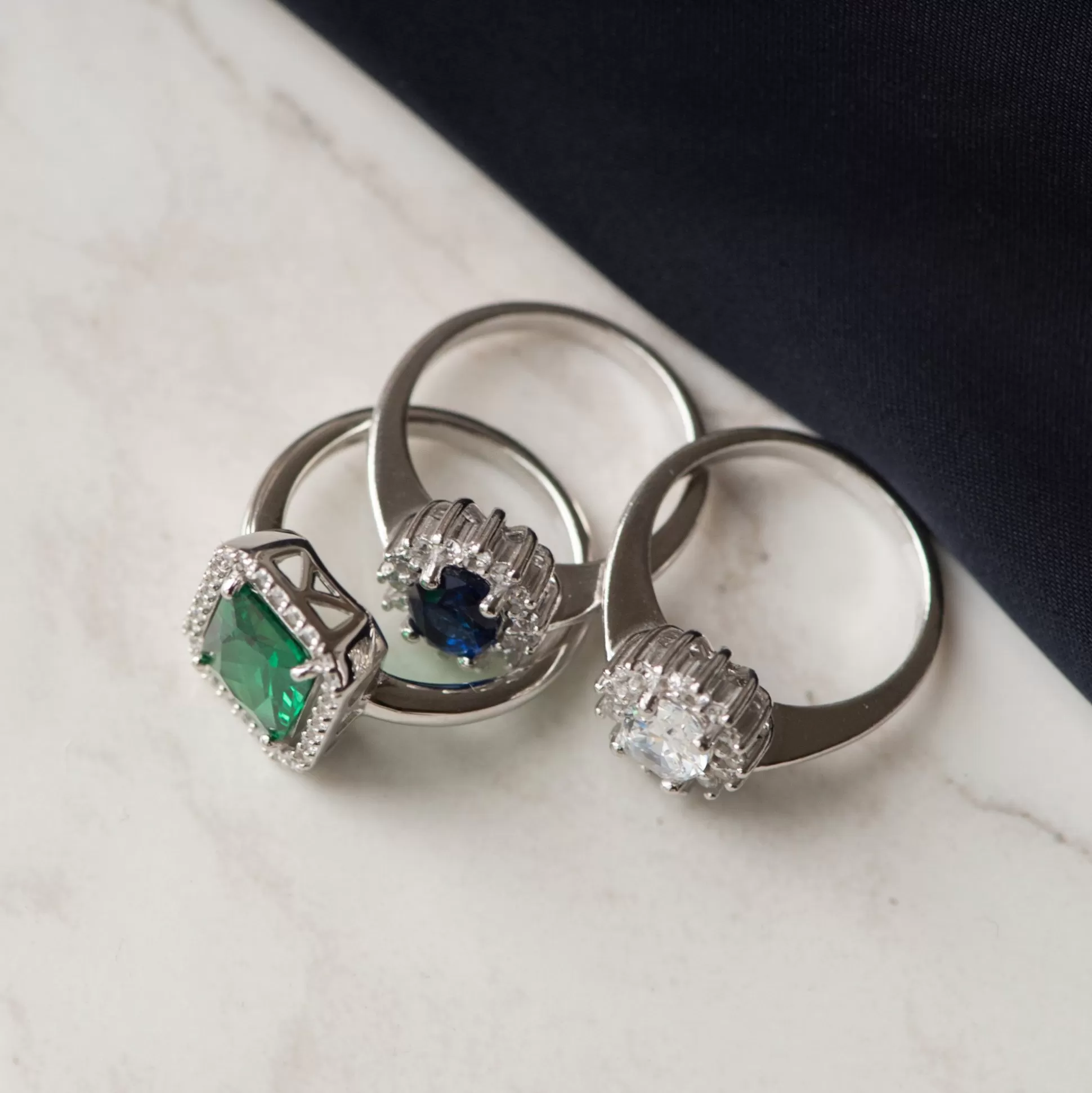 Best Mia Colore Azure Anello In Argento Sterling 925 Con Pietra Zircone Blu Anelli