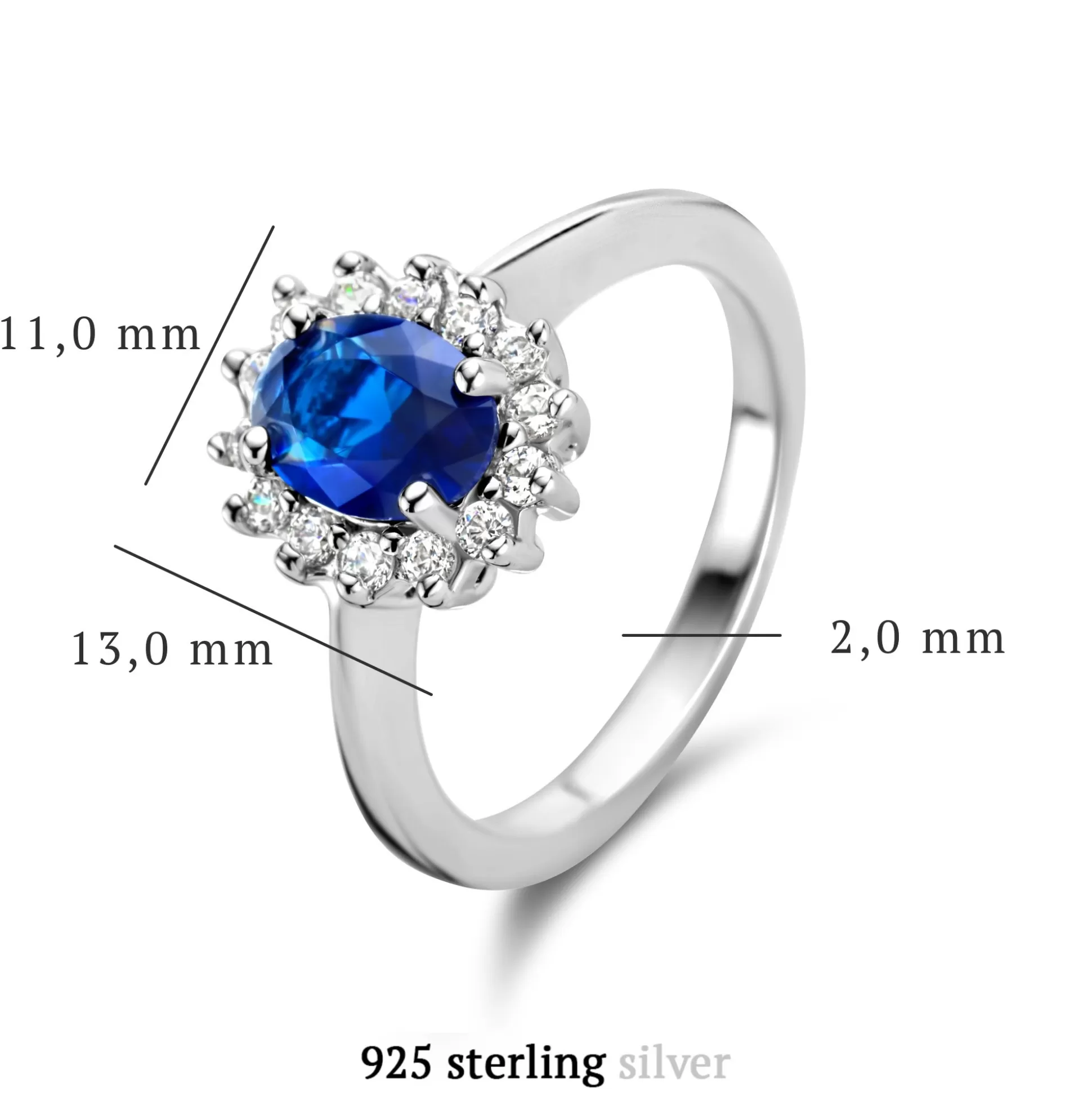 Best Mia Colore Azure Anello In Argento Sterling 925 Con Pietra Zircone Blu Anelli
