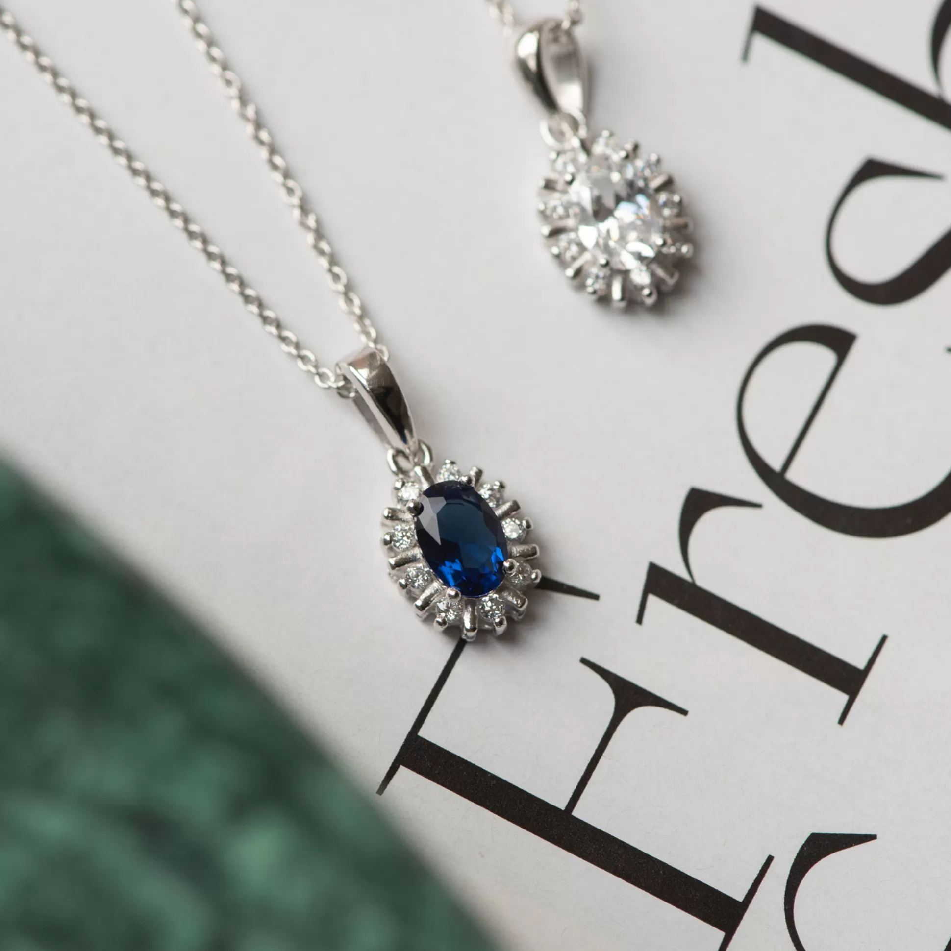 Store Mia Colore Azure Collana In Argento Sterling 925 Con Pietra Zircone Blu Collane