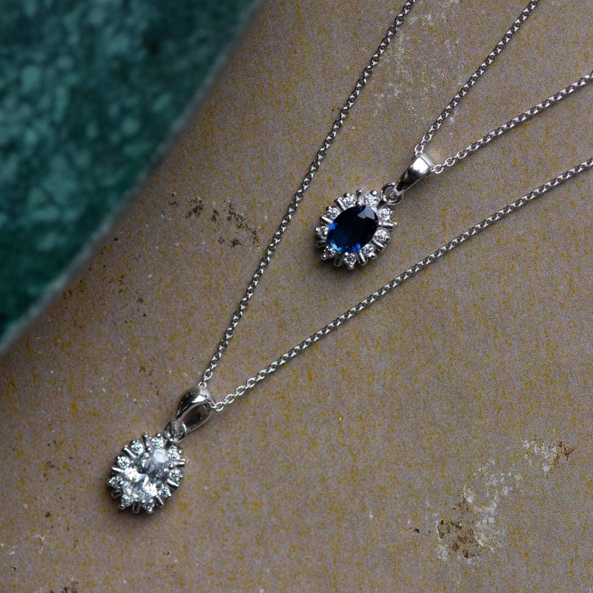 Store Mia Colore Azure Collana In Argento Sterling 925 Con Pietra Zircone Blu Collane