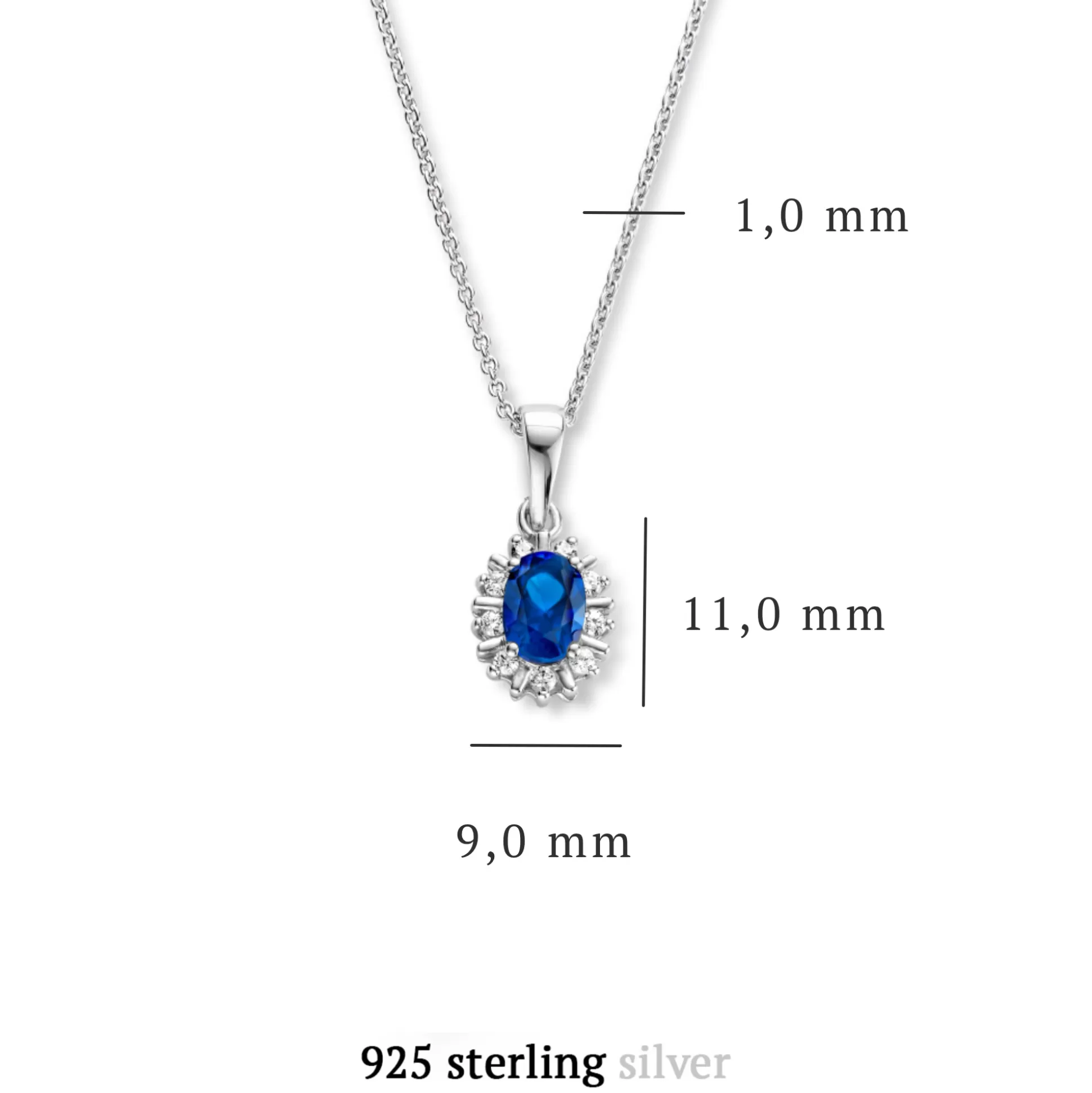 Store Mia Colore Azure Collana In Argento Sterling 925 Con Pietra Zircone Blu Collane