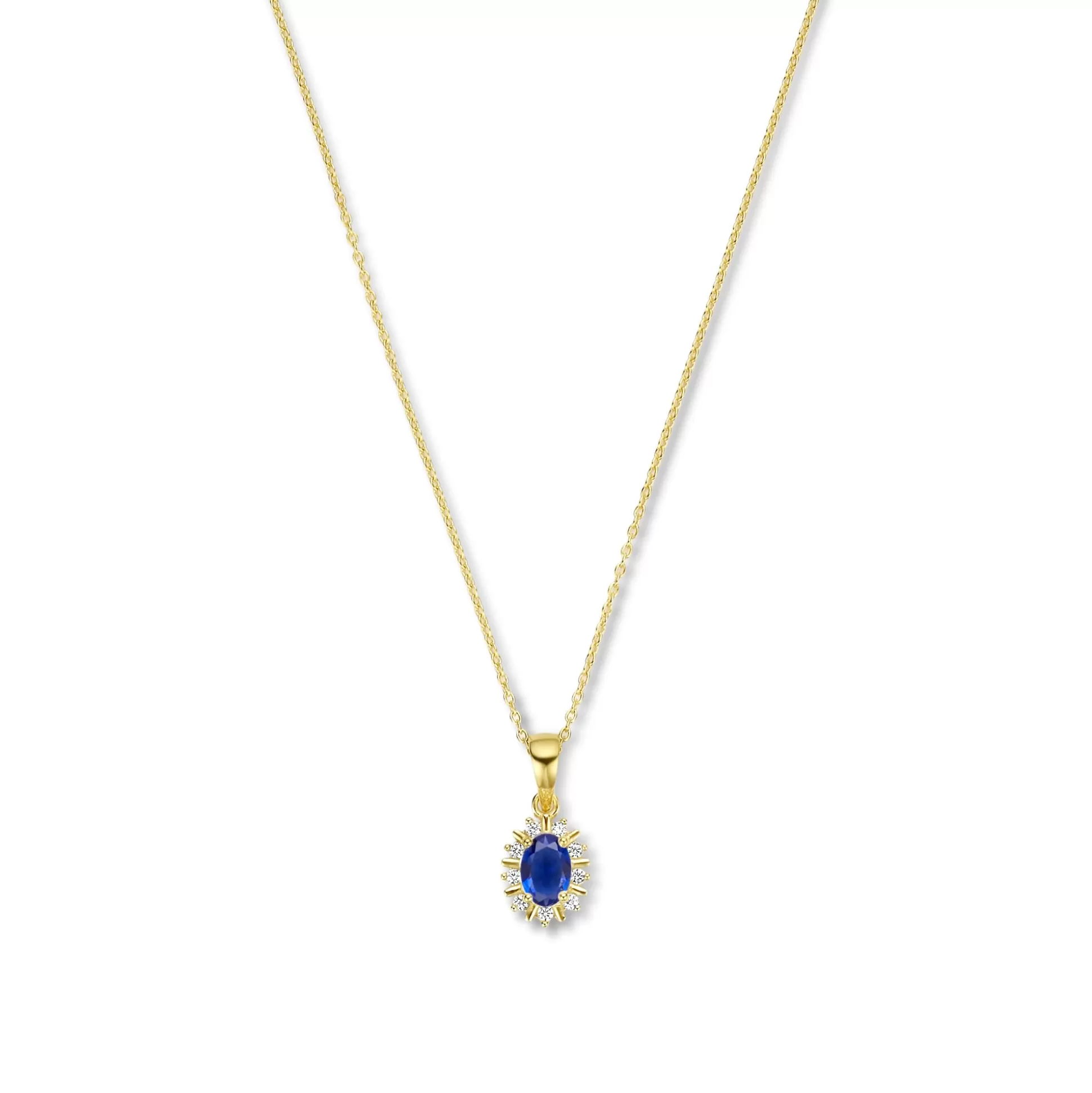Store Mia Colore Azure Collana In Argento Sterling 925 Placcato Oro Con Pietra Zircone Blu Collane