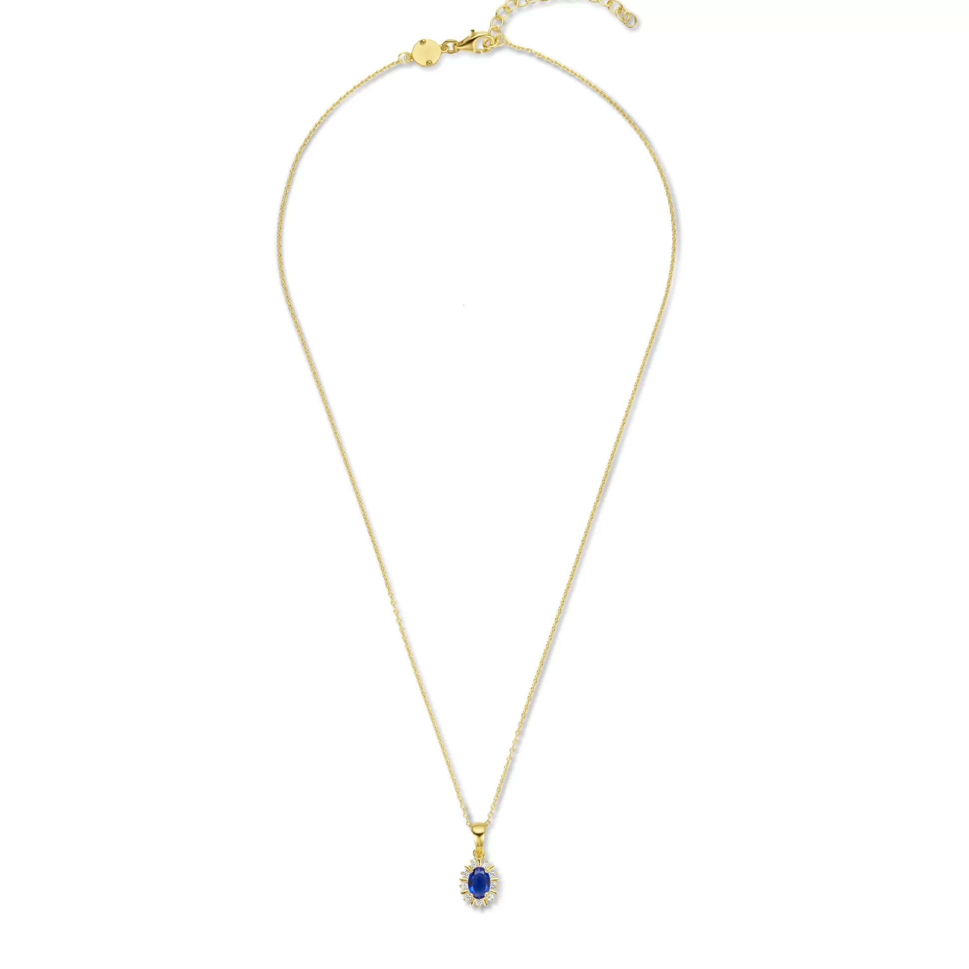 Store Mia Colore Azure Collana In Argento Sterling 925 Placcato Oro Con Pietra Zircone Blu Collane