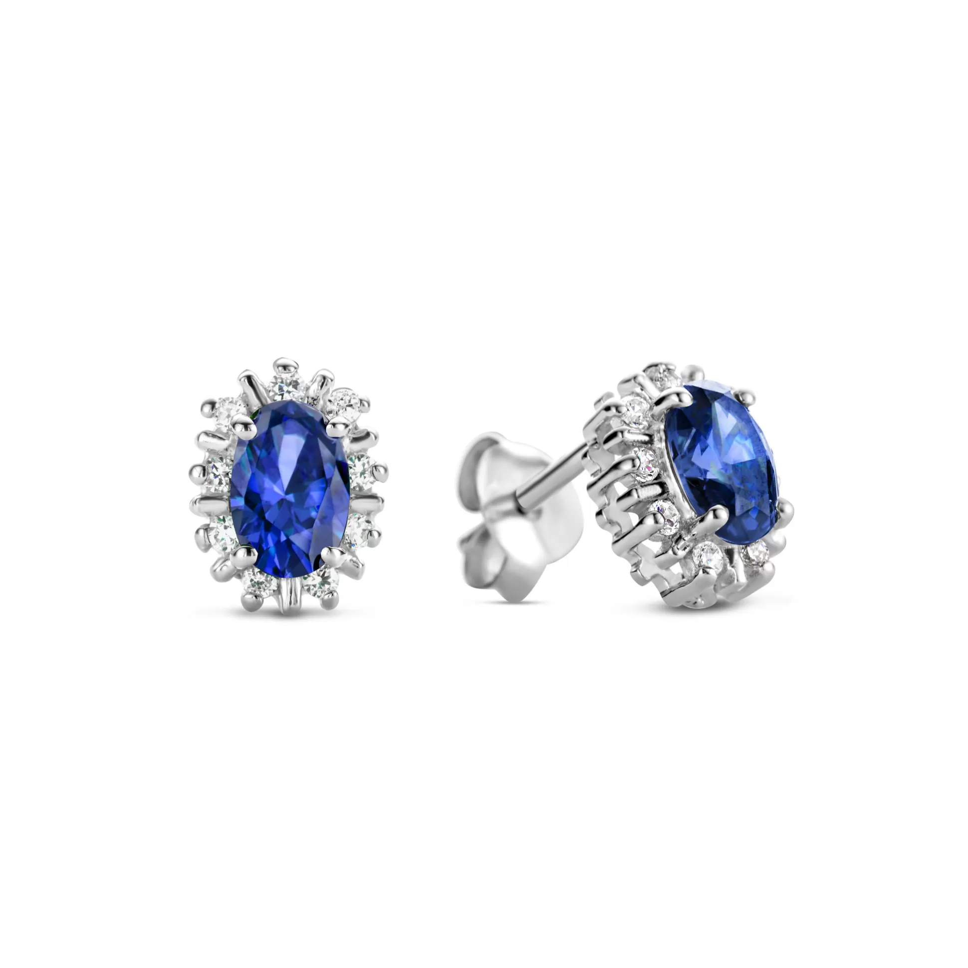 Flash Sale Mia Colore Azure Orecchini A Bottone In Argento Sterling 925 Con Pietra Zircone Blu Orecchini A Bottone