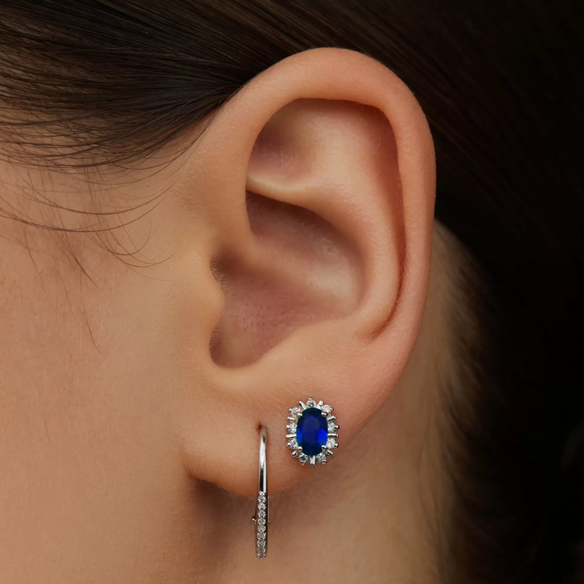 Flash Sale Mia Colore Azure Orecchini A Bottone In Argento Sterling 925 Con Pietra Zircone Blu Orecchini A Bottone