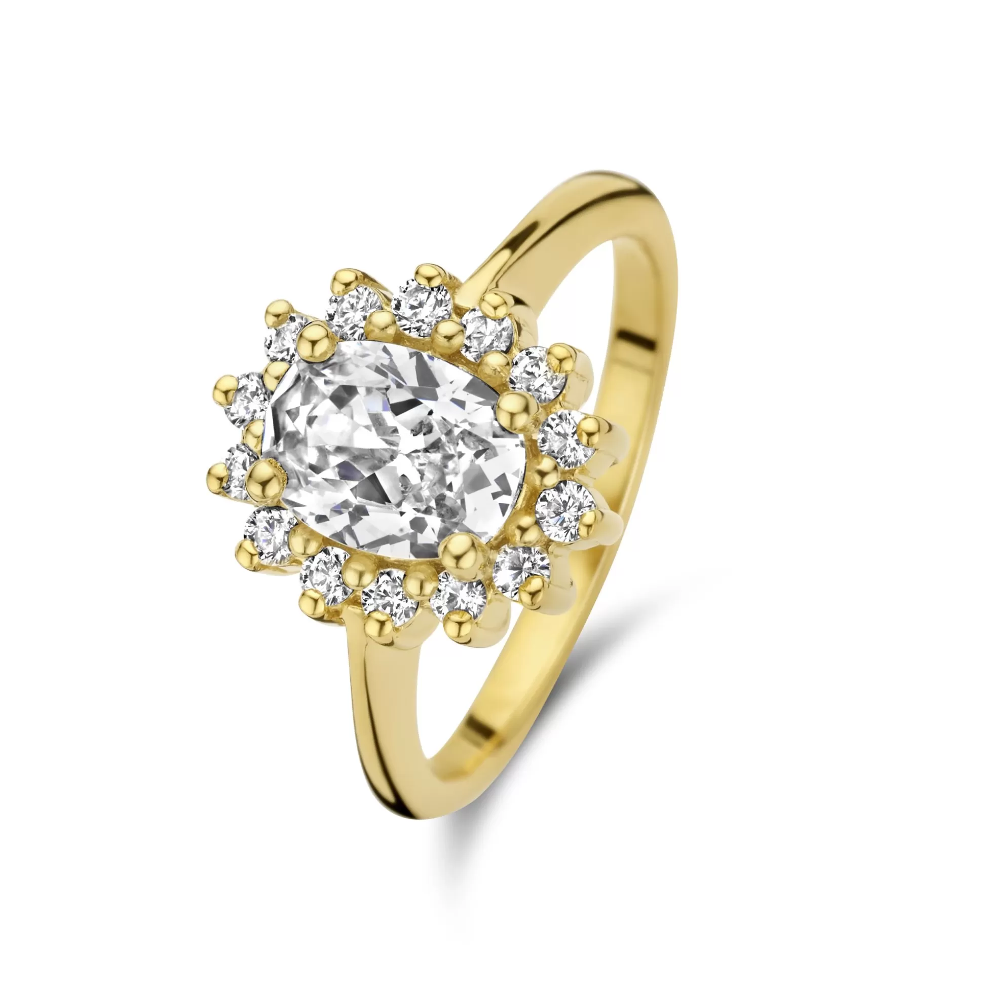 Flash Sale Mia Colore Bianca Anello In Argento Sterling 925 Placcato Oro Con Pietra Zircone Anelli