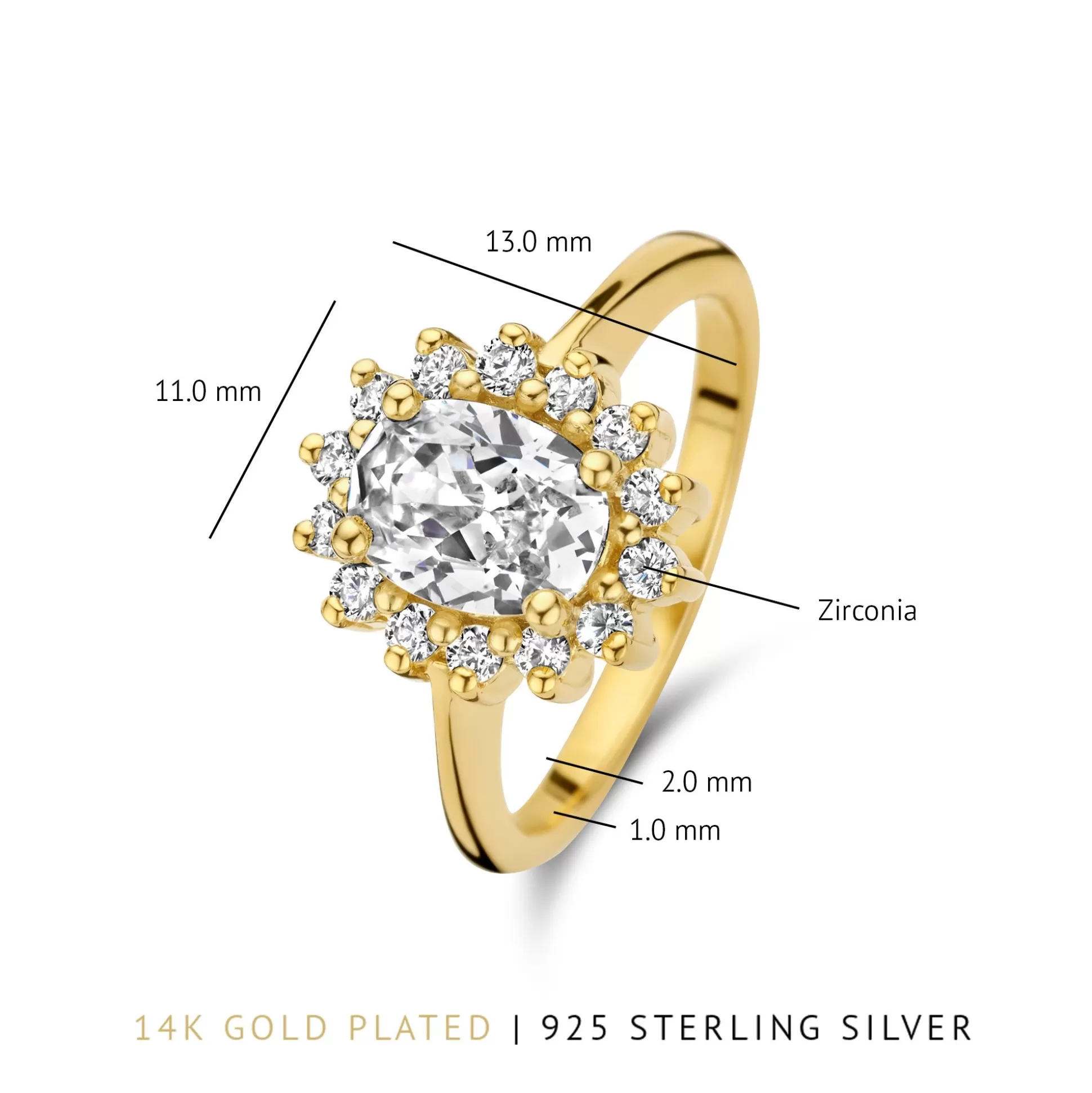Flash Sale Mia Colore Bianca Anello In Argento Sterling 925 Placcato Oro Con Pietra Zircone Anelli