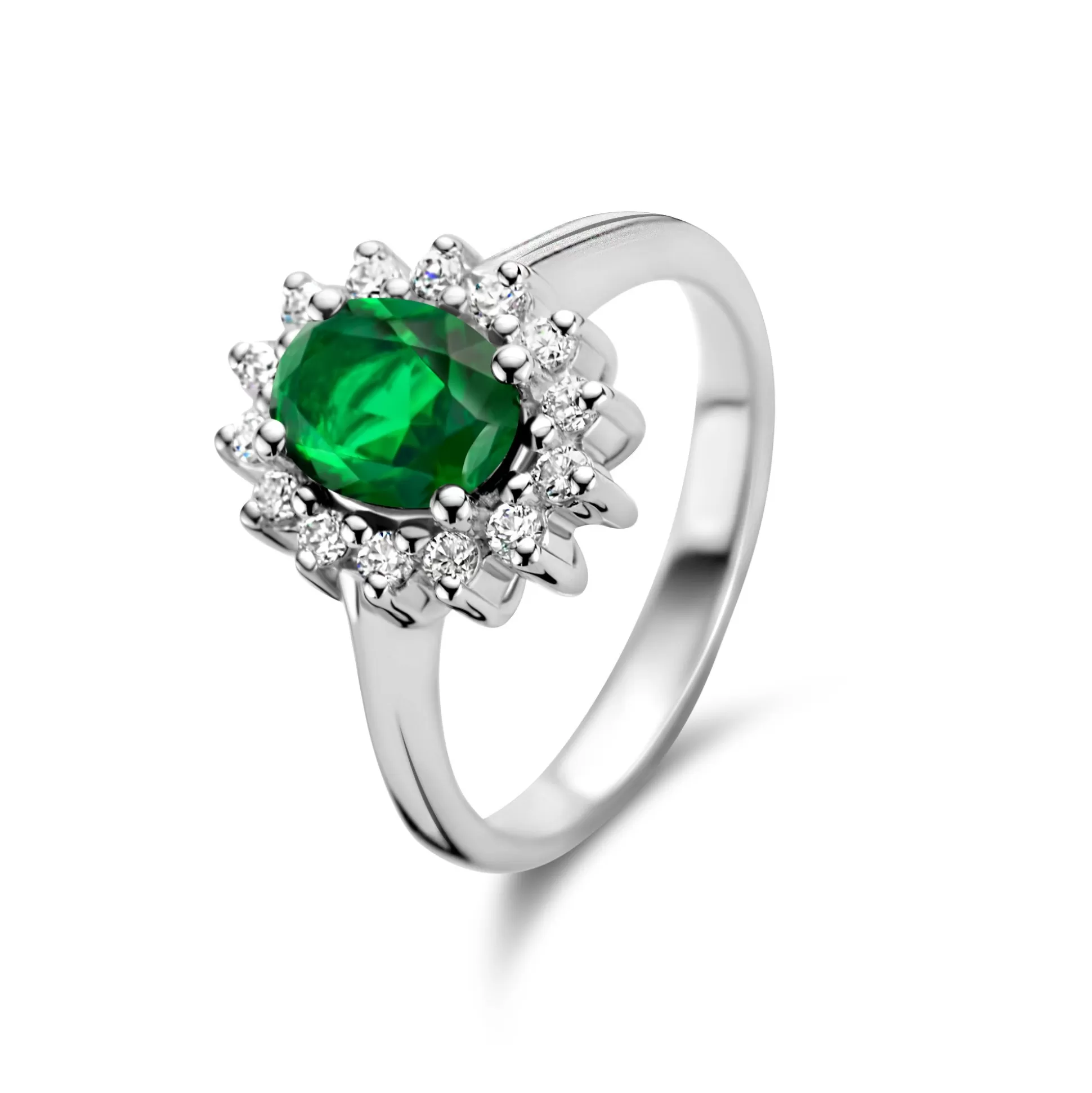 Outlet Mia Colore Verdi Anello In Argento Sterling 925 Con Pietra Zircone Verde Anelli