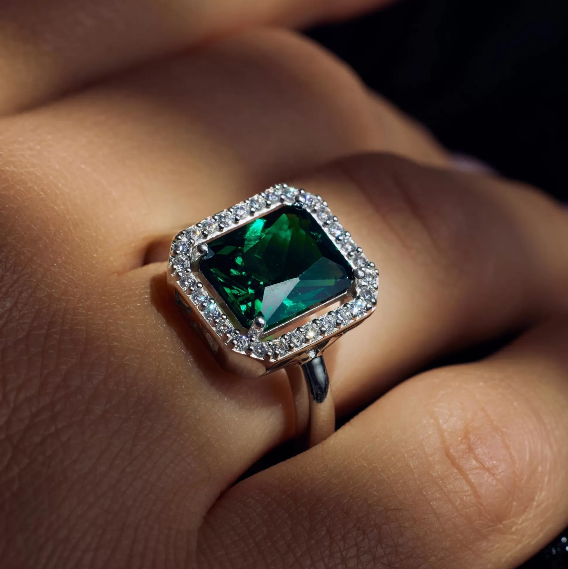 Best Mia Colore Verdi Anello In Argento Sterling 925 Con Pietra Zircone Verde Anelli